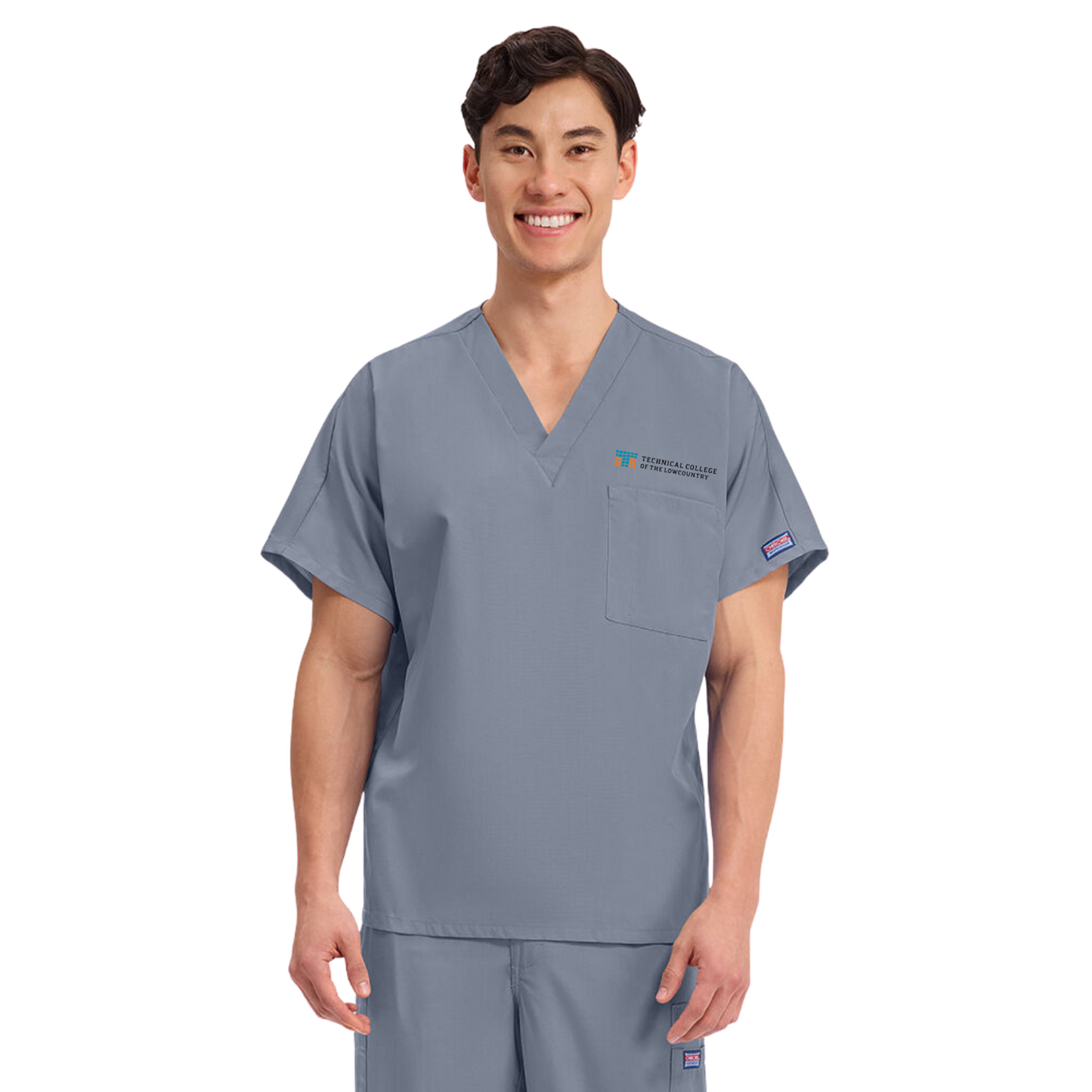 Unisex V-Neck 1 Pocket Solid Scrub Top
