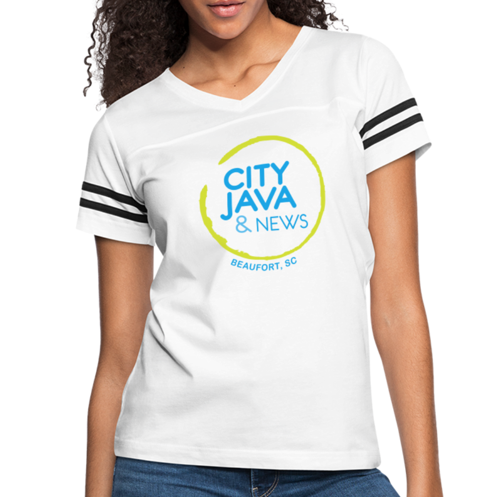 City Java Women’s V-neck T-Shirt - white/black