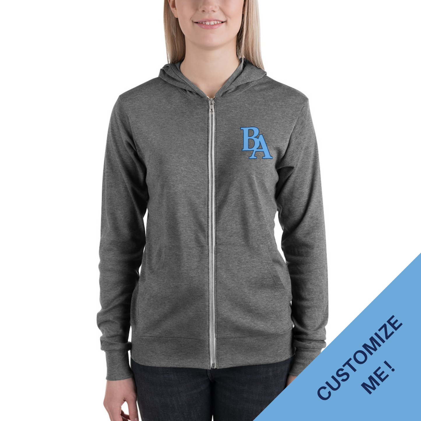 unisex-lightweight-zip-hoodie-grey-triblend-personalized