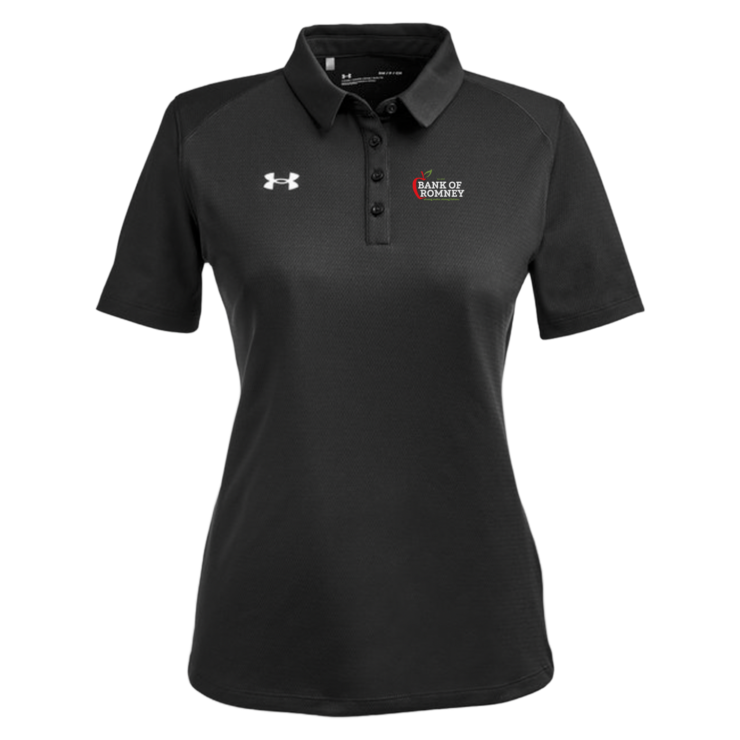 bankofromney-under-armour-womens-tech-polo-embroidery-leftchest-1370431-black-flat-front