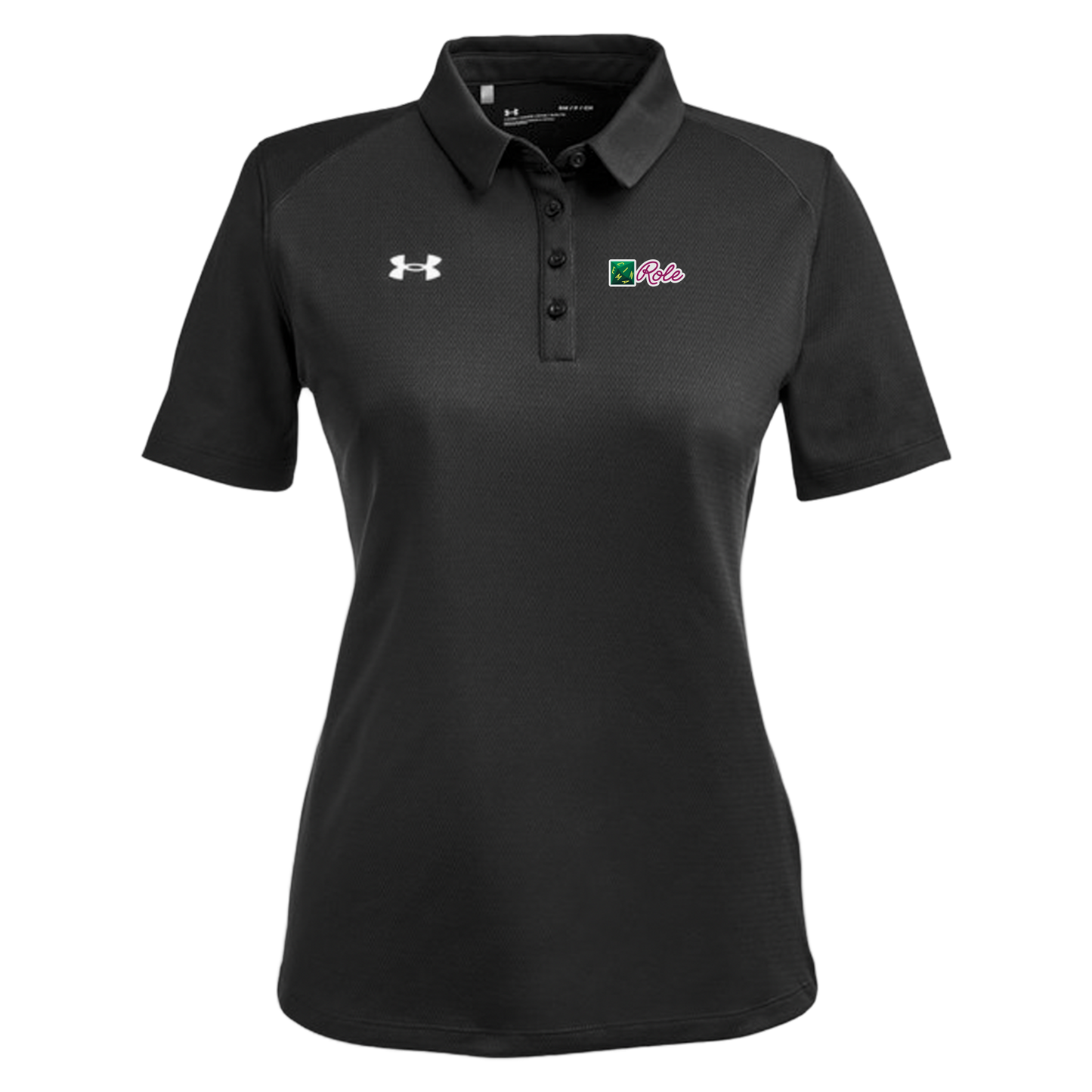 cinemarole-under-armour-womens-tech-polo-embroidery-leftchest-1370431-black-flat-front