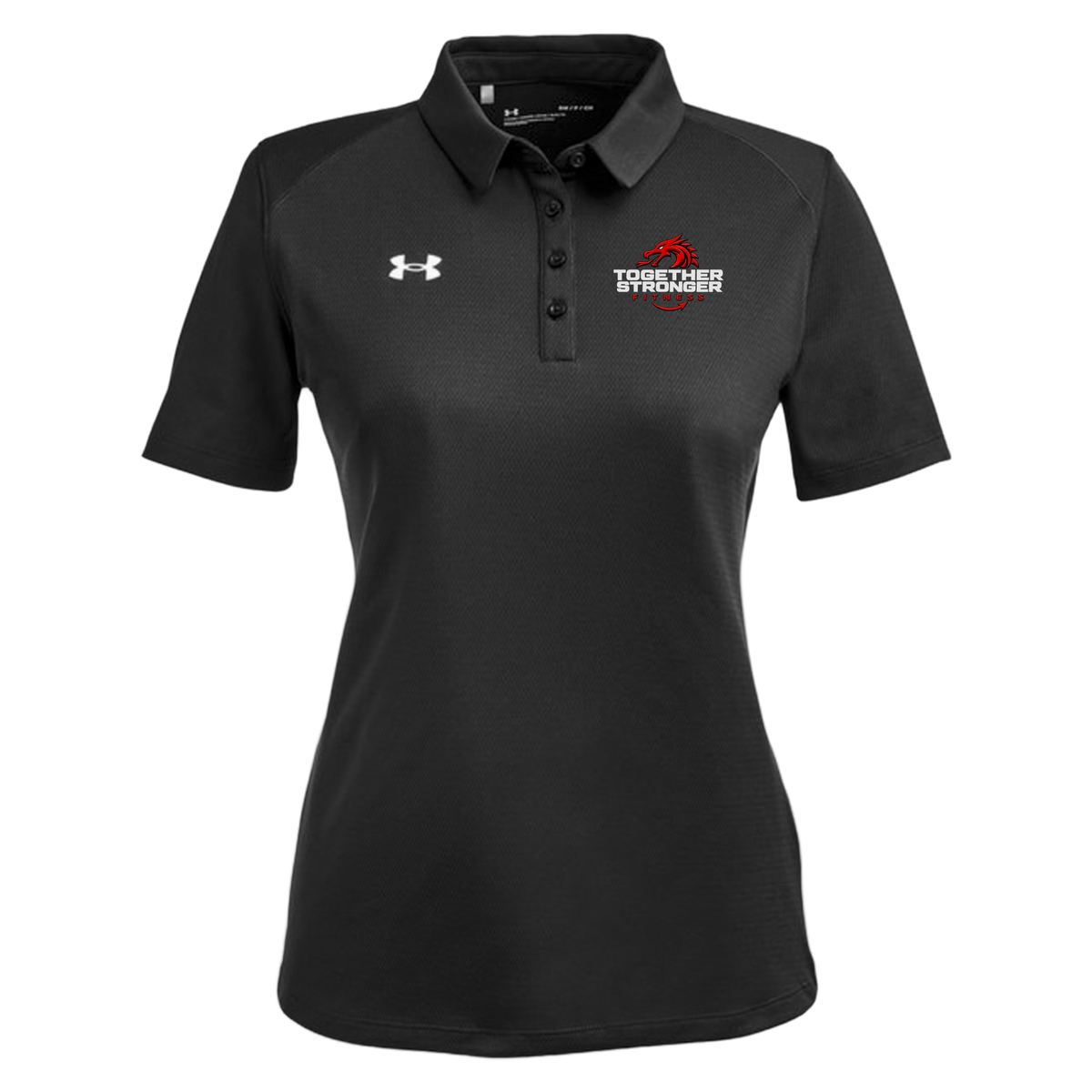 togetherstrongerfitness-under-armour-womens-tech-polo-embroidery-leftchest-1370431-black-flat-front