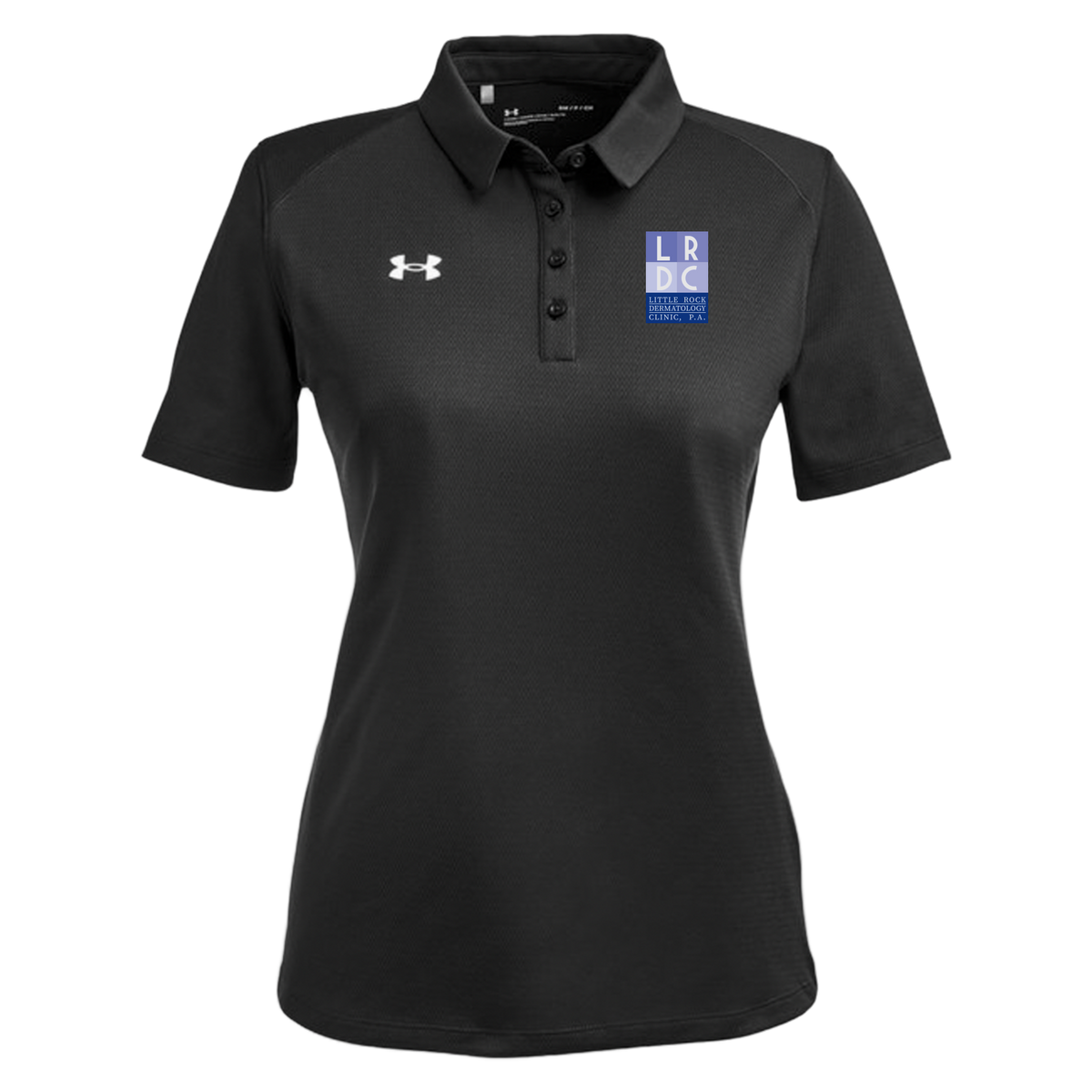 littlerockdermatology-under-armour-womens-tech-polo-embroidery-leftchest-1370431-black-flat-front