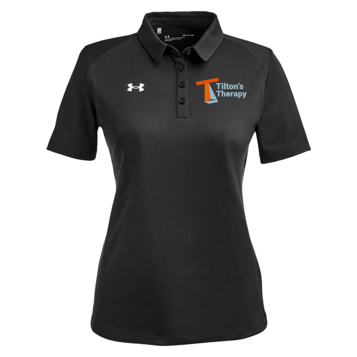 tiltonstherapy-under-armour-womens-tech-polo-embroidery-leftchest-1370431-black-flat-front