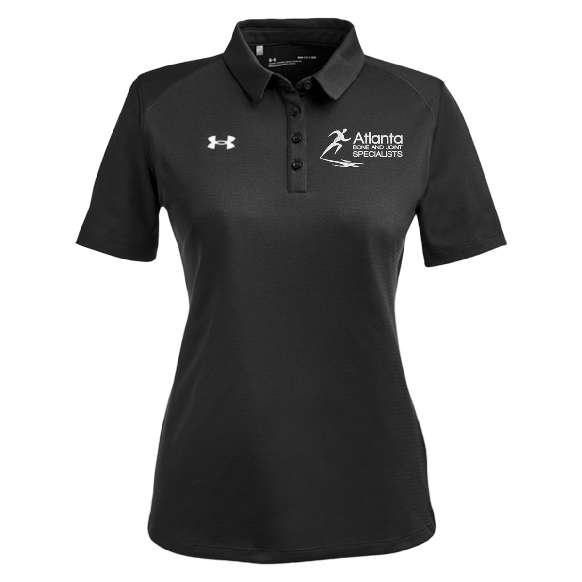 atlantaboneandjoint-under-armour-womens-tech-polo-embroidery-leftchest-1370431-black-flat-front