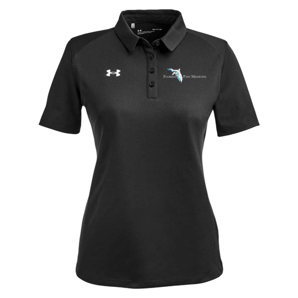 floridapainmedicine-under-armour-womens-tech-polo-embroidery-leftchest-1370431-black-flat-front
