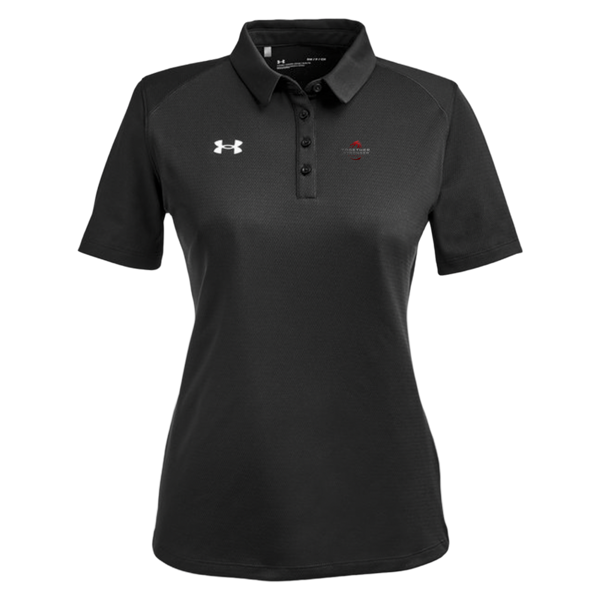 togetherstrongerfitness-under-armour-womens-tech-polo-embroidery-leftchest-1370431-black-flat-front