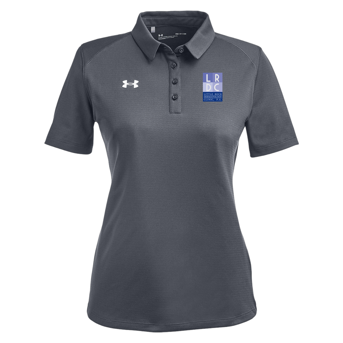 littlerockdermatology-under-armour-womens-tech-polo-embroidery-leftchest-1370431-csgreylightheatherwhite-flat-front