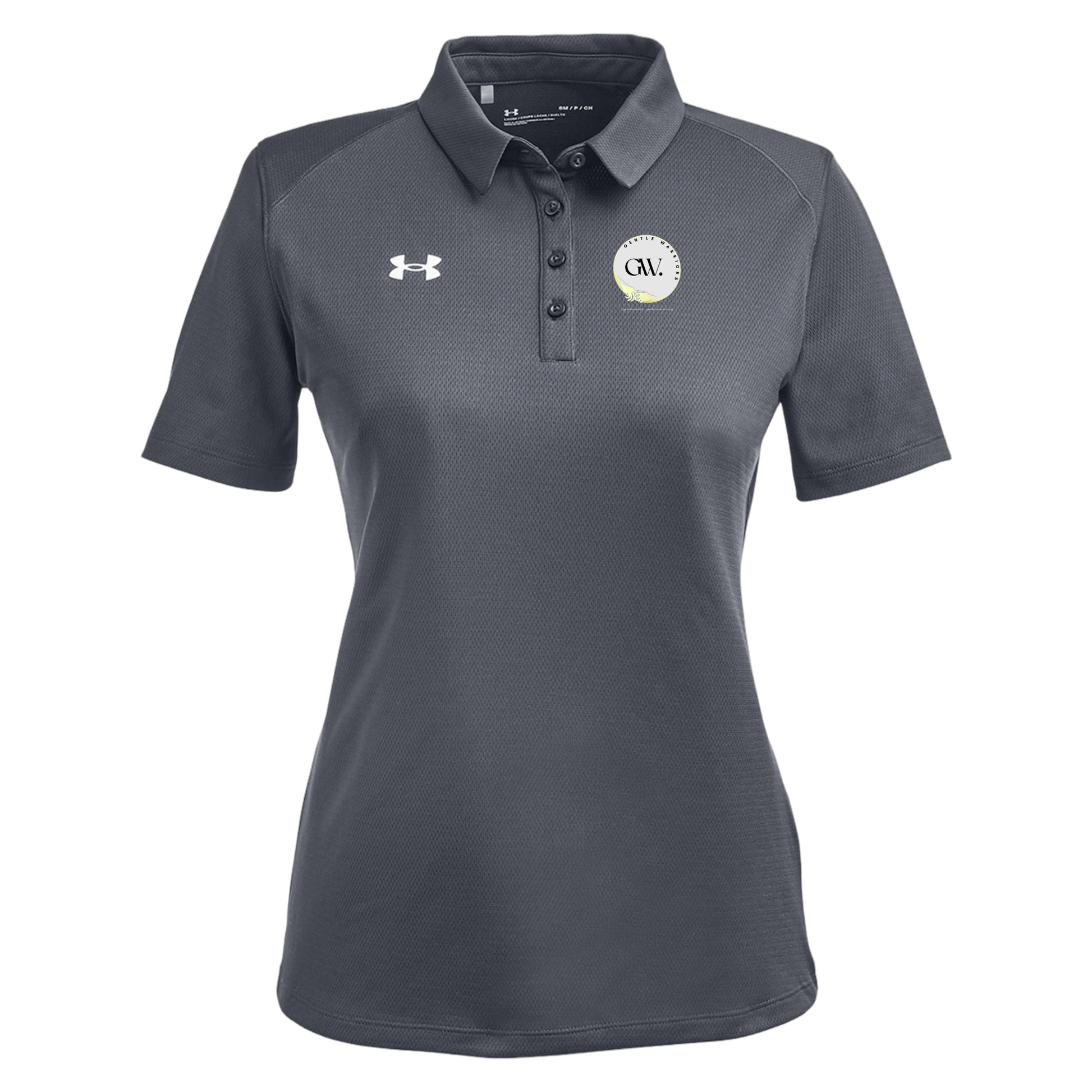 gentle-warriors-under-armour-womens-tech-polo-embroidery-leftchest-1370431-csgreylightheatherwhite-flat-front
