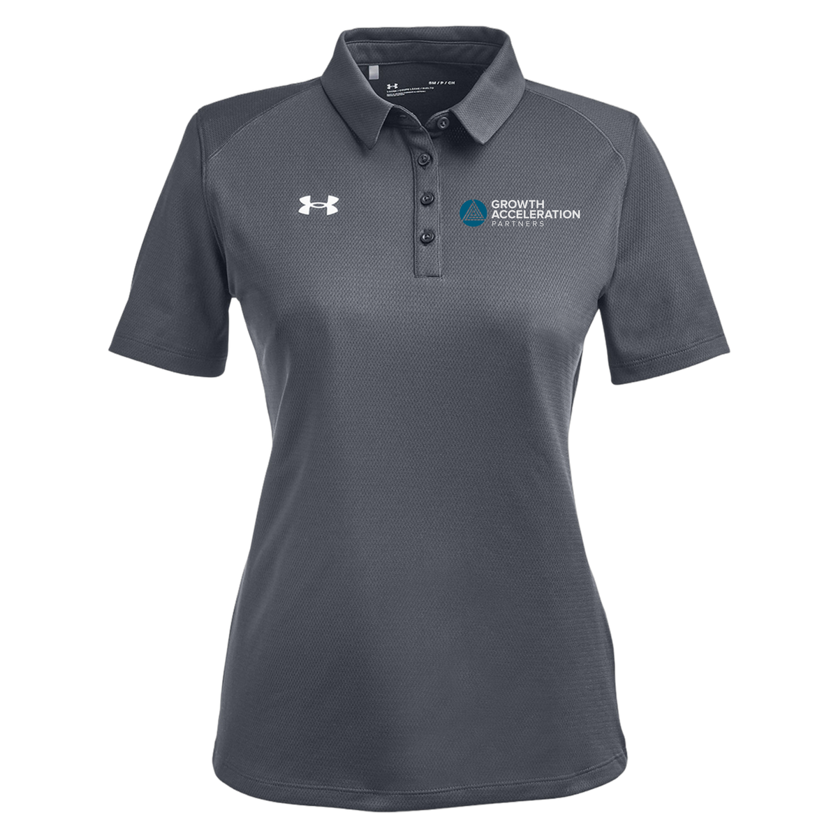 growthaccelerationpartners-under-armour-womens-tech-polo-embroidery-leftchest-1370431-csgreylightheatherwhite-flat-front