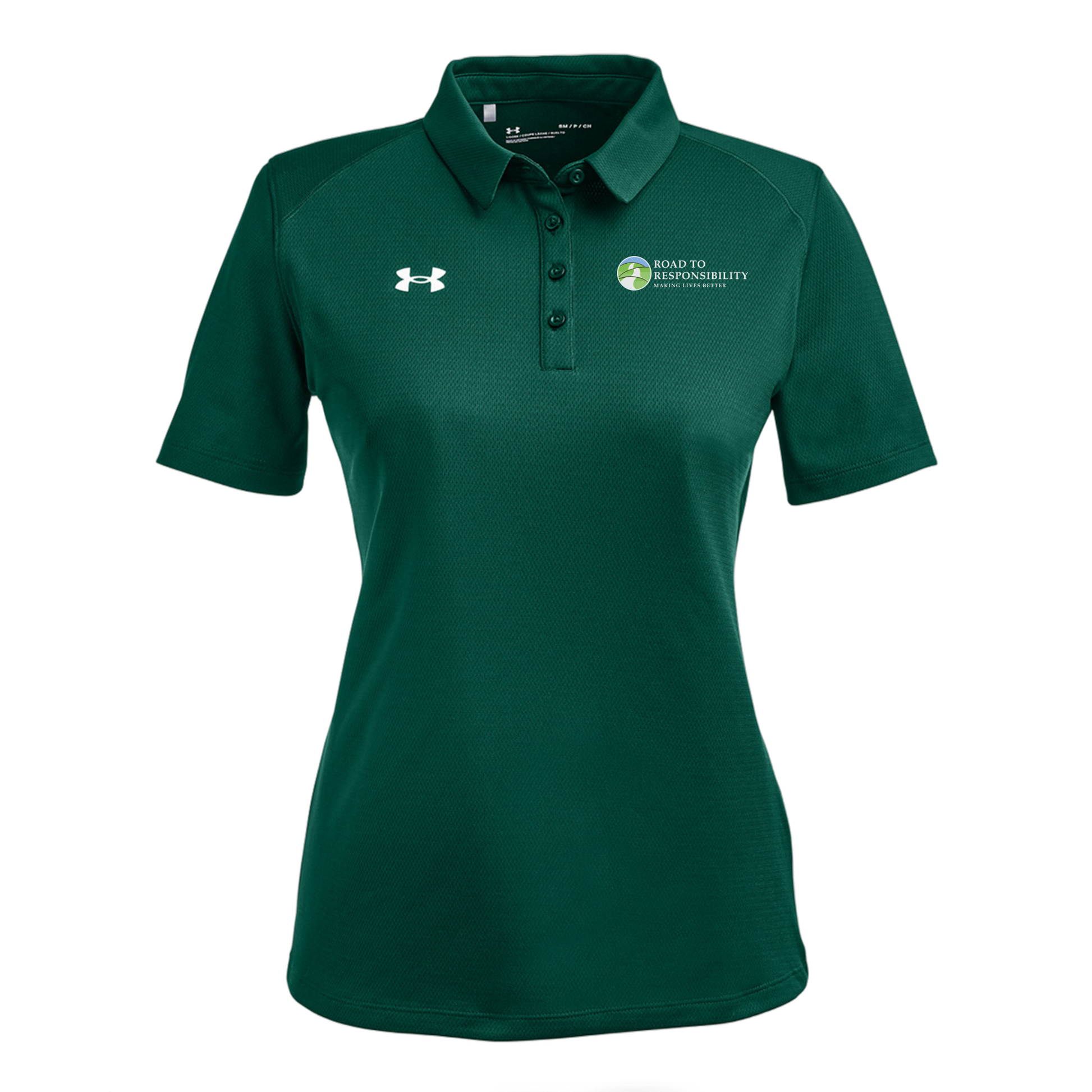 roadtoresponsibility-under-armour-womens-tech-polo-embroidery-leftchest-1370431-forgreen-flat-front