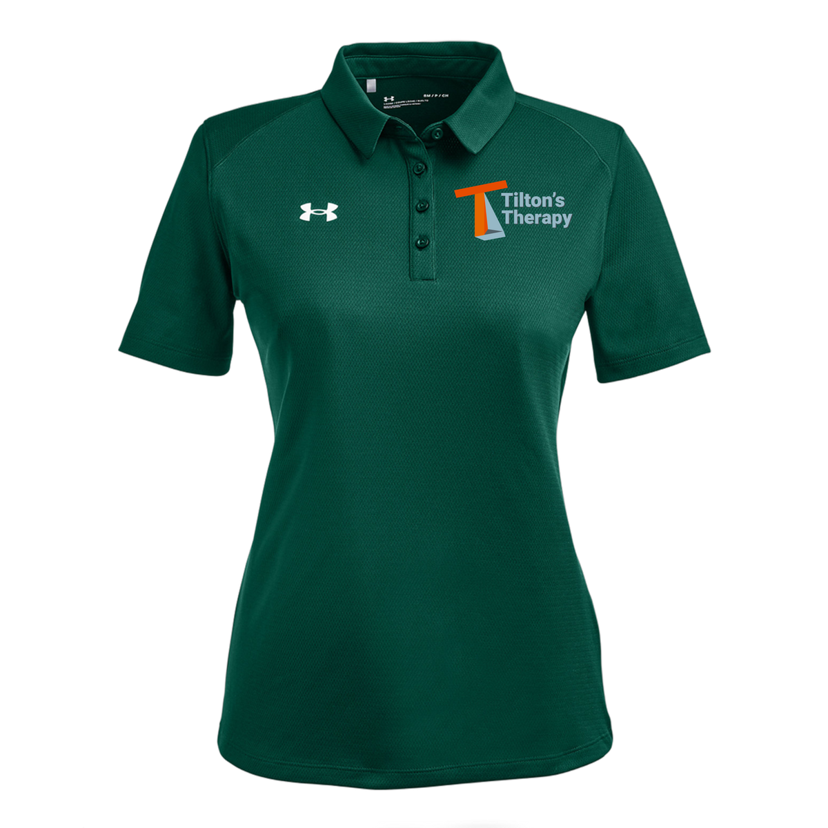 tiltonstherapy-under-armour-womens-tech-polo-embroidery-leftchest-1370431-forgreen-flat-front