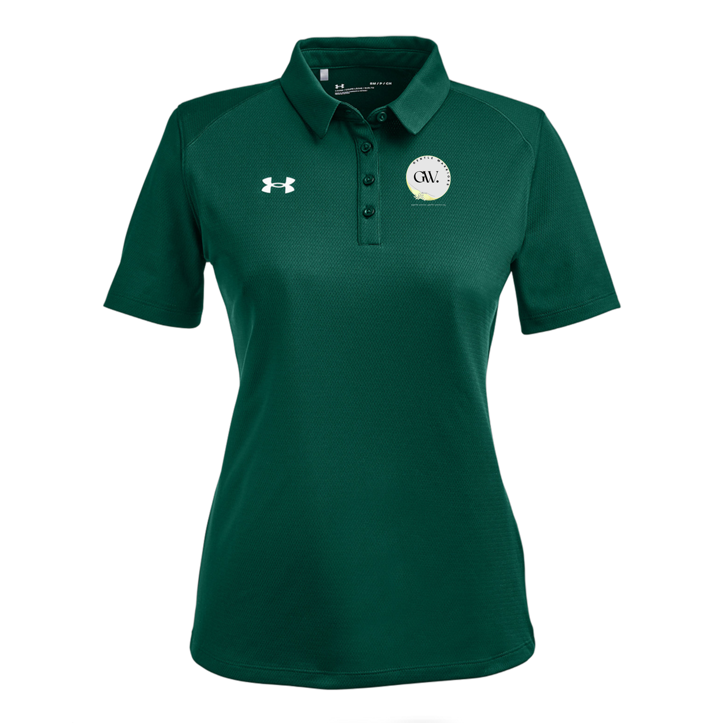 gentle-warriors-under-armour-womens-tech-polo-embroidery-leftchest-1370431-forgreen-flat-front