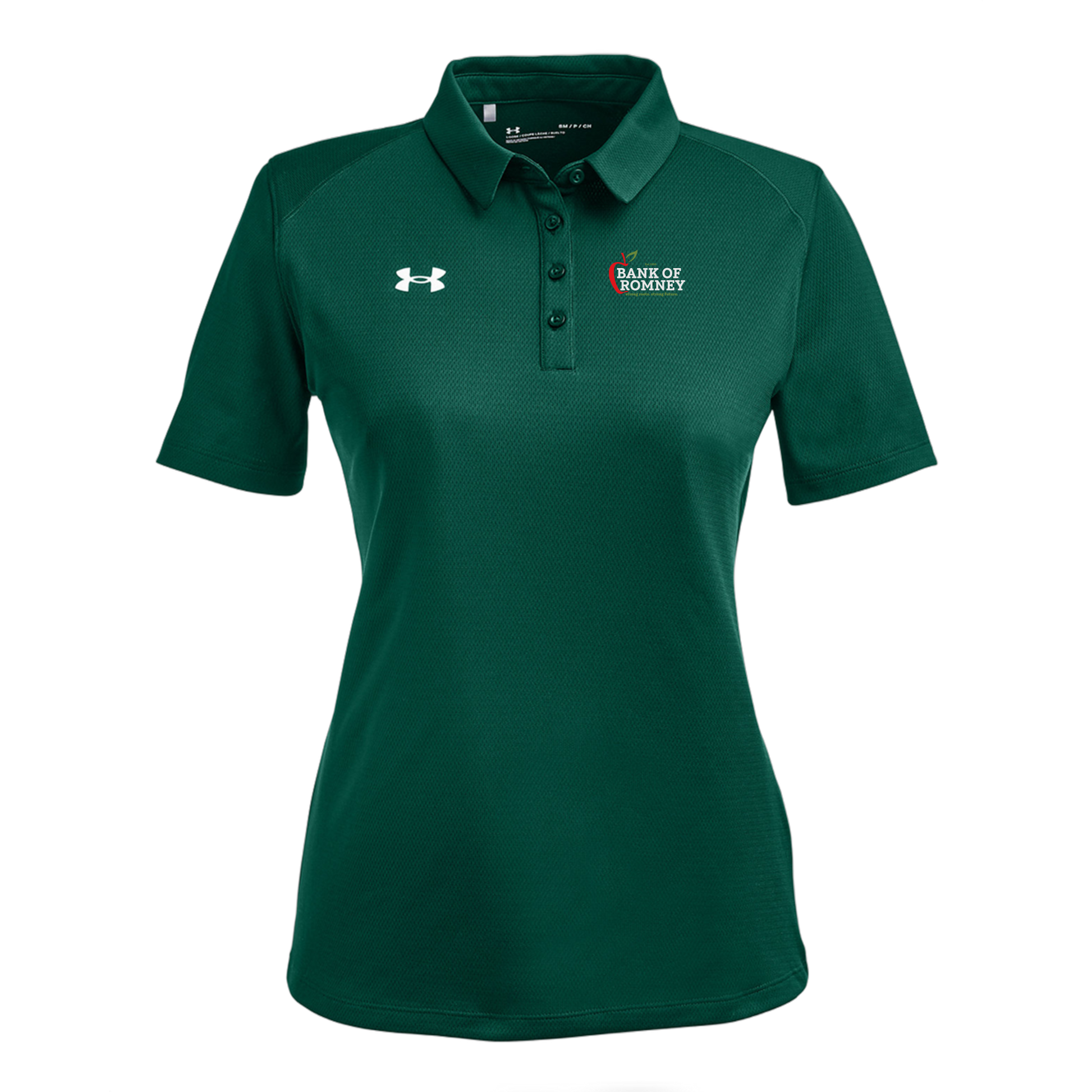 bankofromney-under-armour-womens-tech-polo-embroidery-leftchest-1370431-forgreen-flat-front