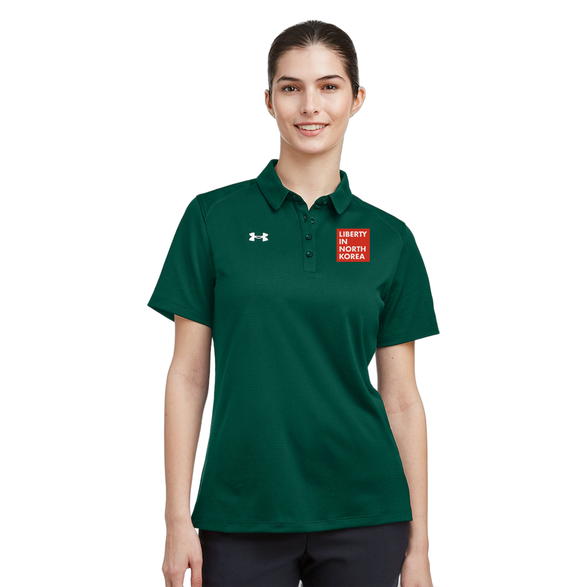 libertyinnorthkorea-under-armour-womens-tech-polo-primary-mockup