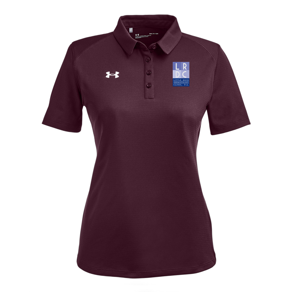 littlerockdermatology-under-armour-womens-tech-polo-embroidery-leftchest-1370431-maroon-flat-front