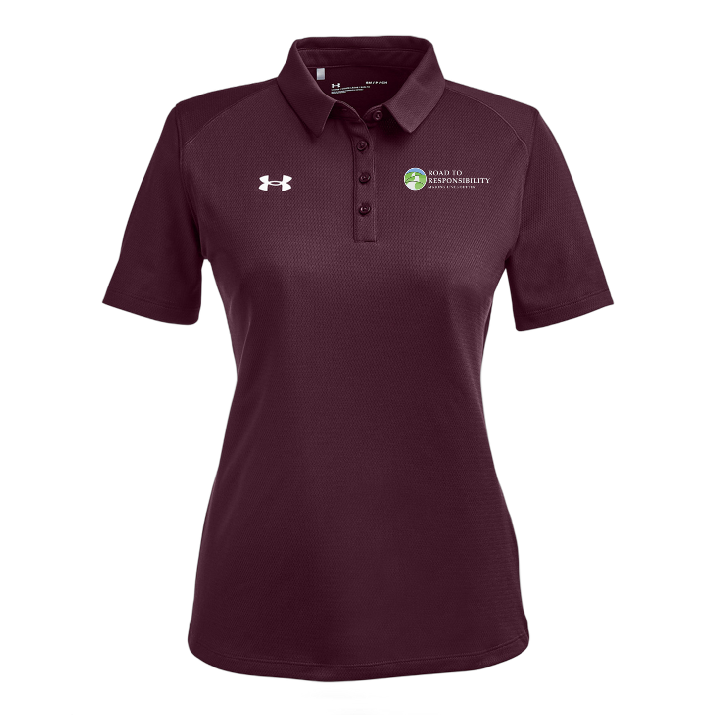 roadtoresponsibility-under-armour-womens-tech-polo-embroidery-leftchest-1370431-maroon-flat-front