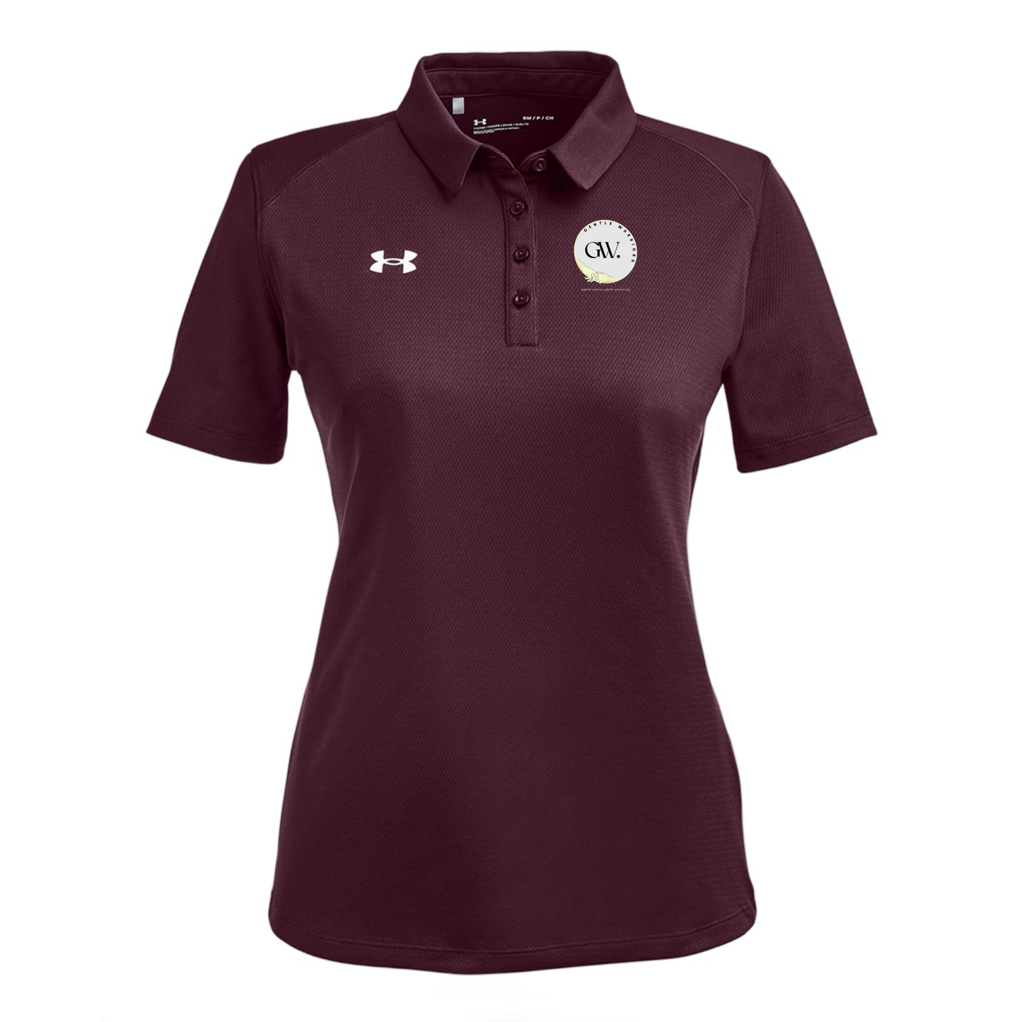 gentle-warriors-under-armour-womens-tech-polo-embroidery-leftchest-1370431-maroon-flat-front