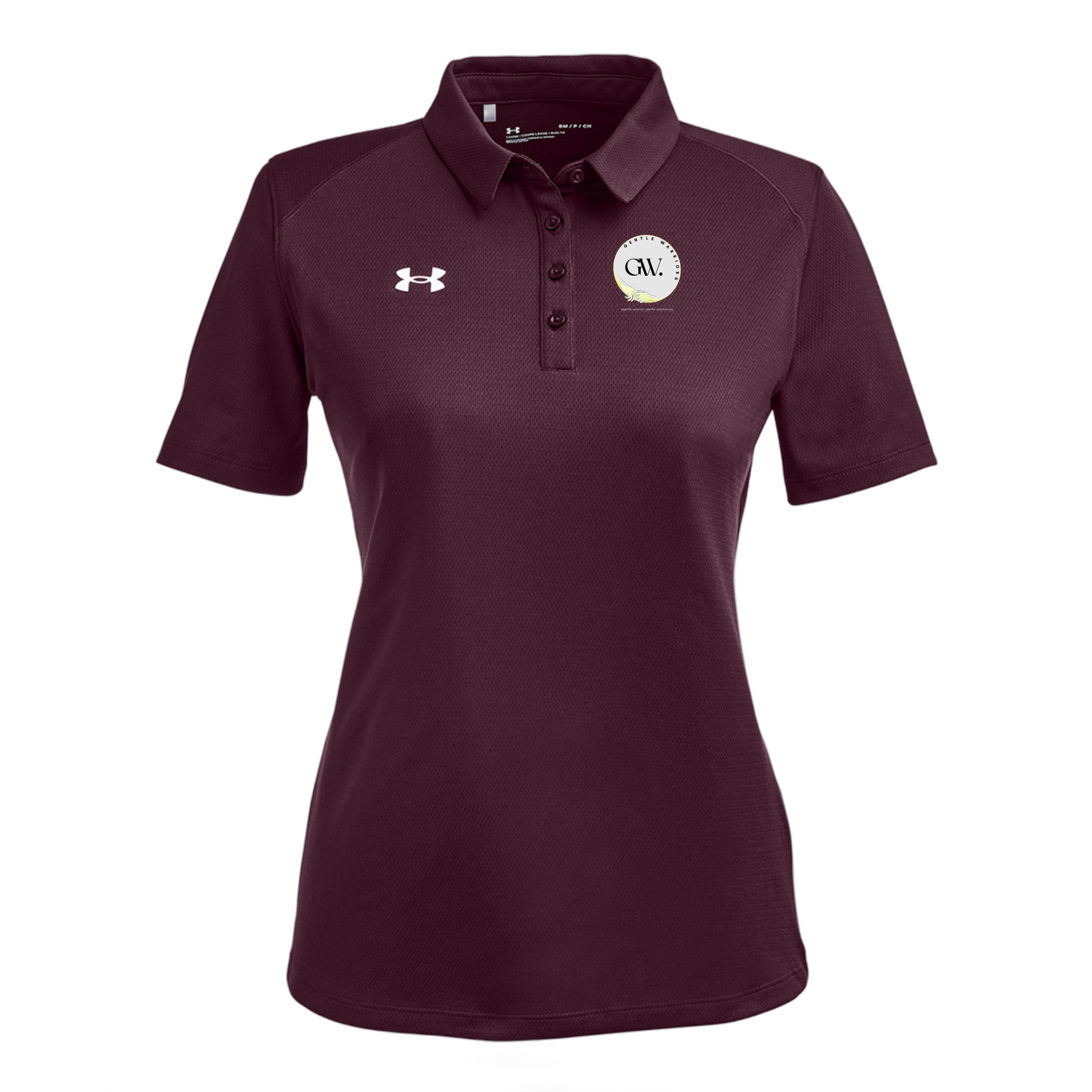 gentle-warriors-under-armour-womens-tech-polo-embroidery-leftchest-1370431-maroon-flat-front