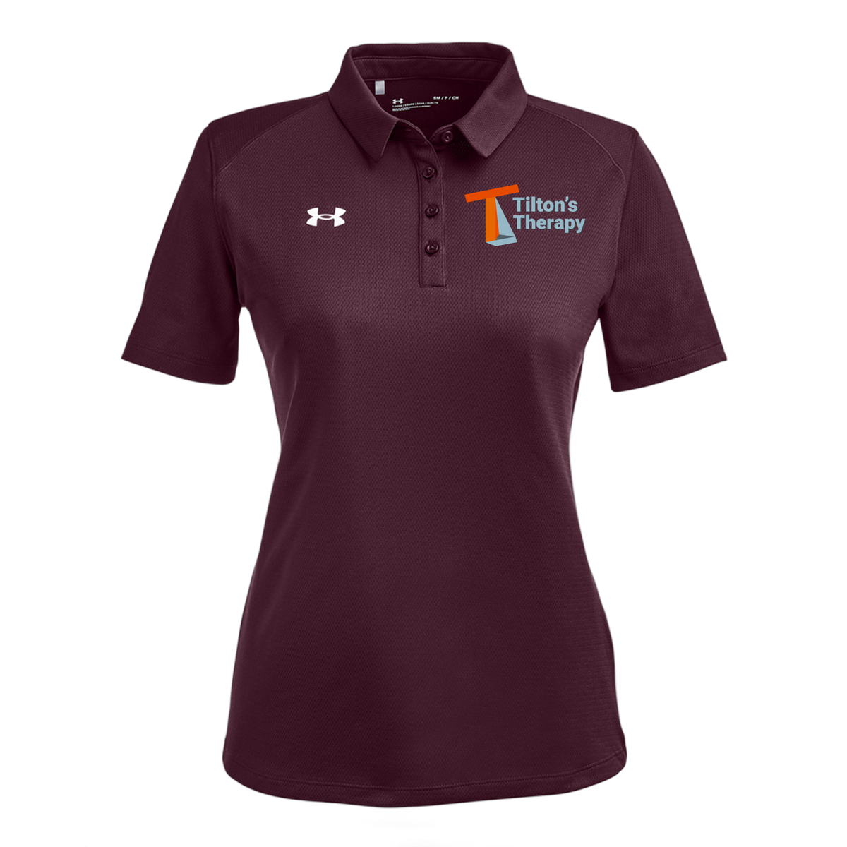 tiltonstherapy-under-armour-womens-tech-polo-embroidery-leftchest-1370431-maroon-flat-front