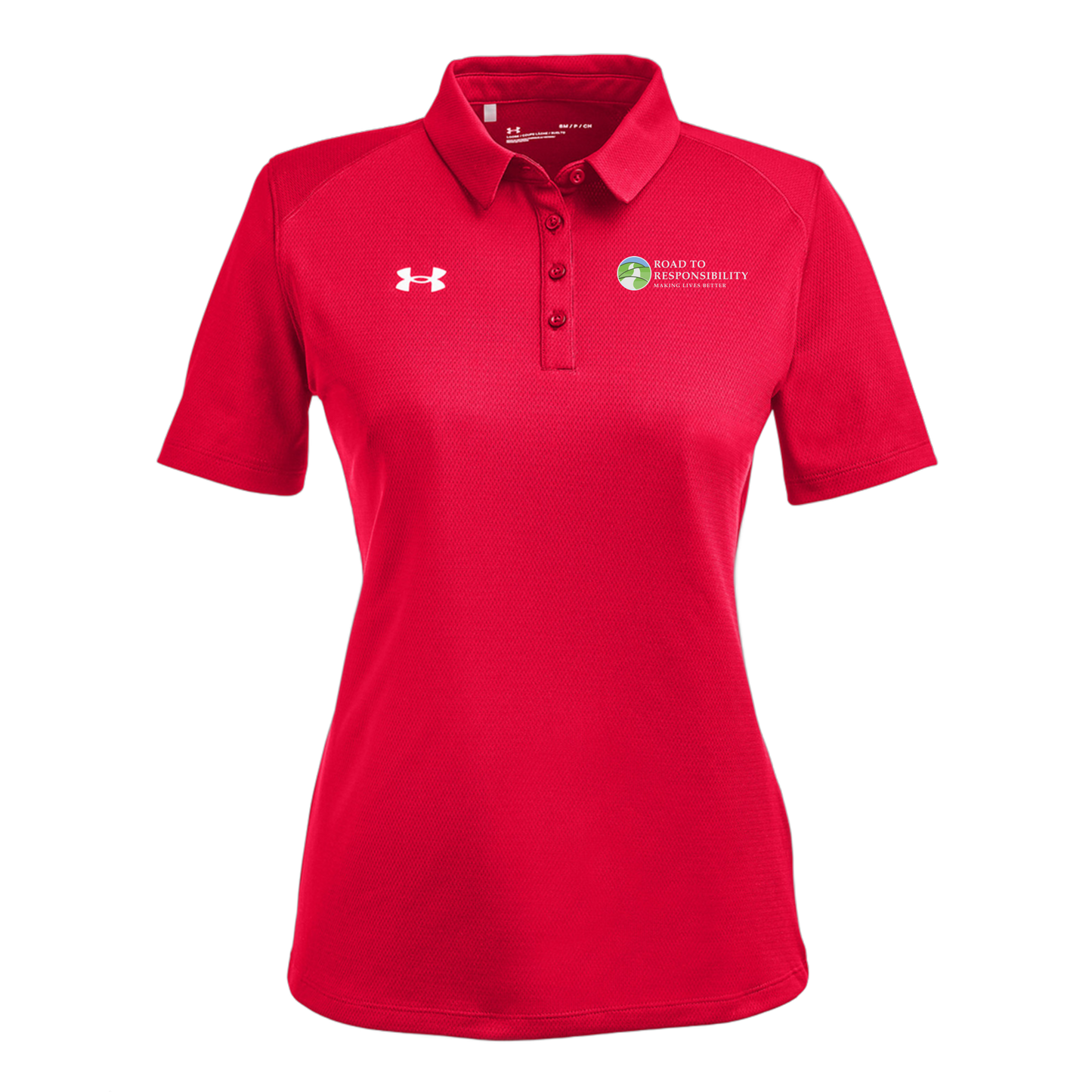 roadtoresponsibility-under-armour-womens-tech-polo-embroidery-leftchest-1370431-red-flat-front