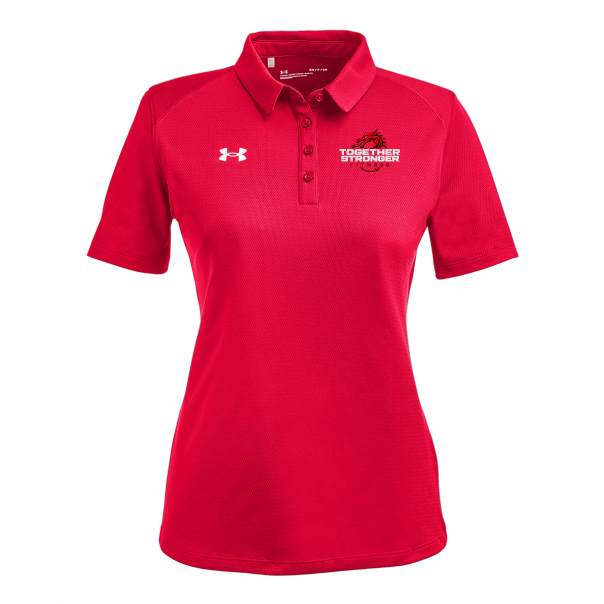 togetherstrongerfitness-under-armour-womens-tech-polo-embroidery-leftchest-1370431-red-flat-front