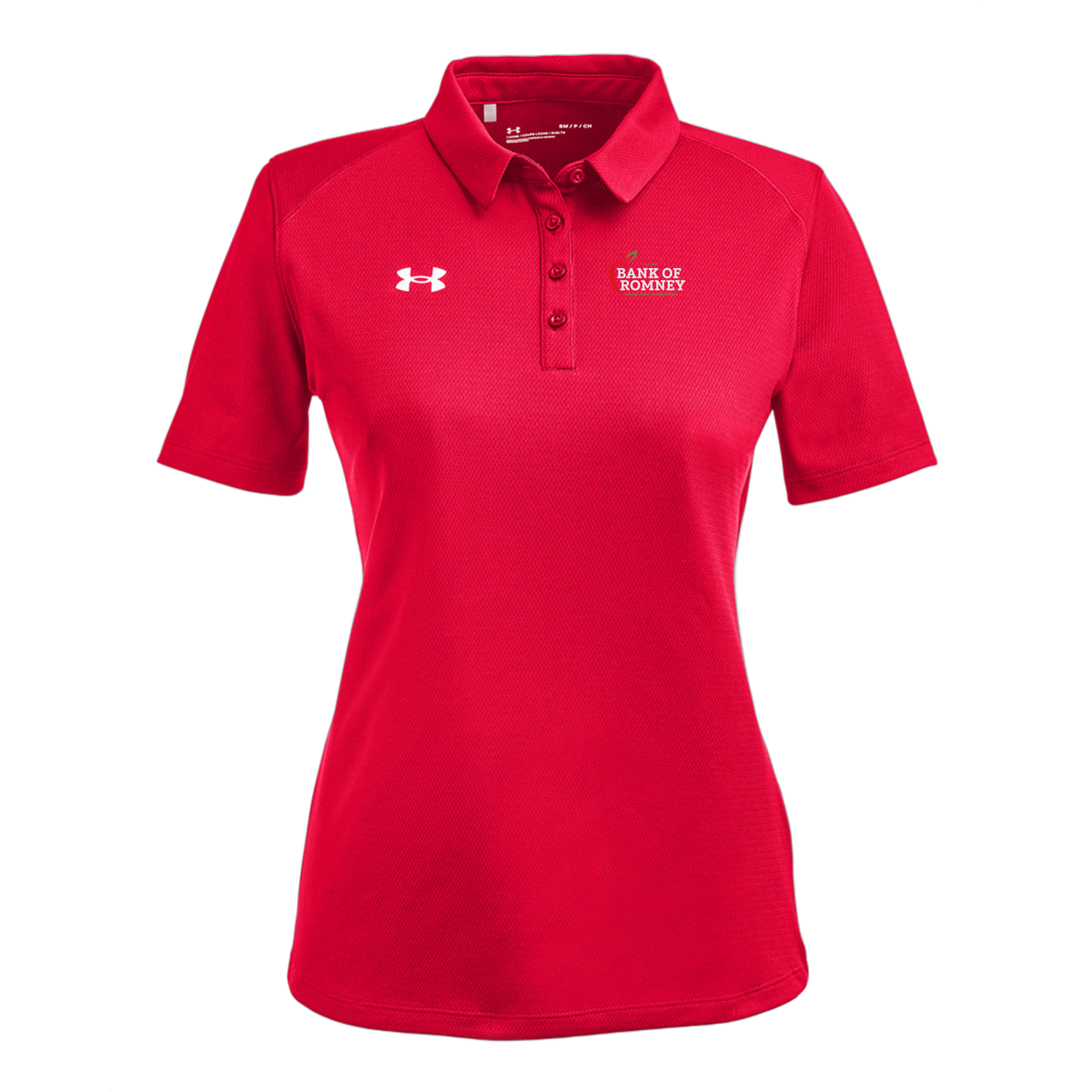 bankofromney-under-armour-womens-tech-polo-embroidery-leftchest-1370431-red-flat-front