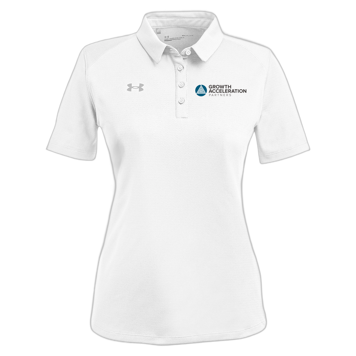growthaccelerationpartners-under-armour-womens-tech-polo-embroidery-leftchest-1370431-white-flat-front