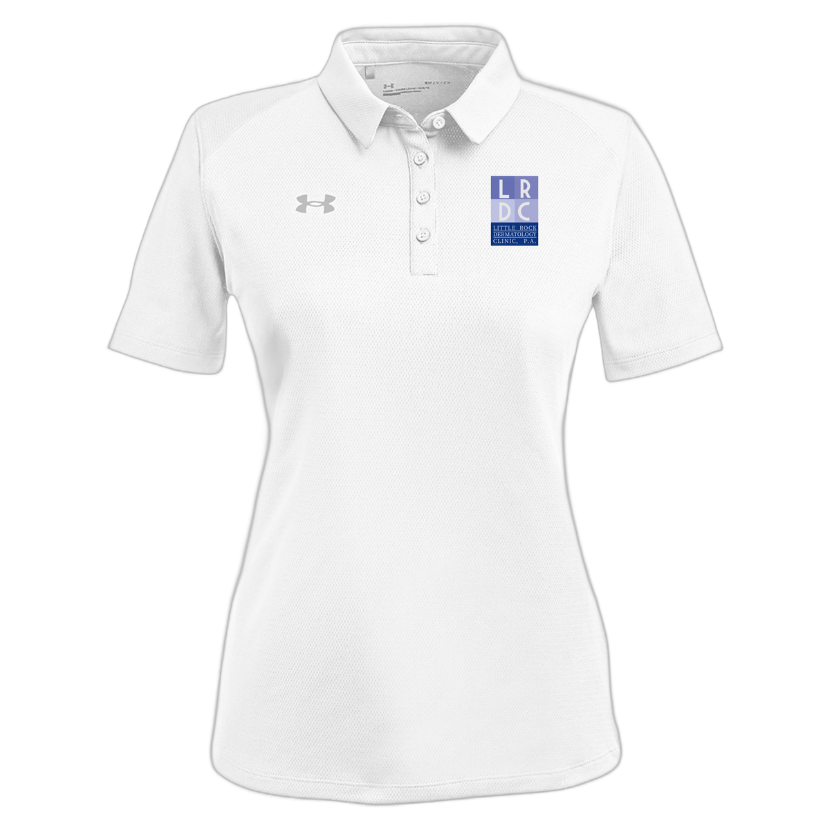 littlerockdermatology-under-armour-womens-tech-polo-embroidery-leftchest-1370431-white-flat-front