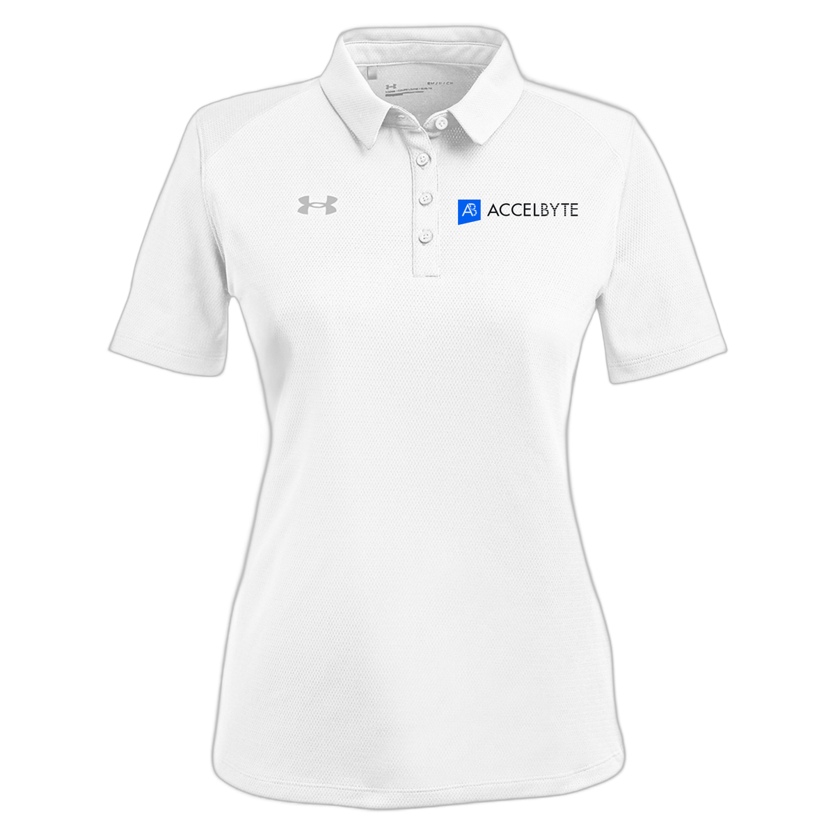 accelbyte-under-armour-womens-tech-polo-embroidery-leftchest-1370431-white-flat-front