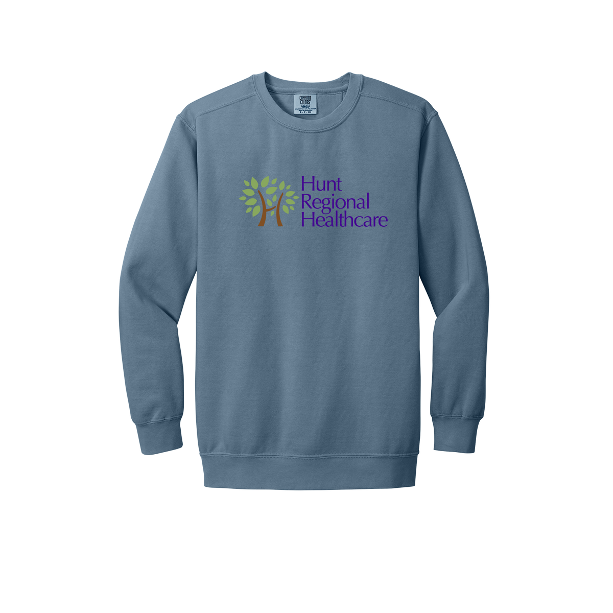 huntregional-premium-clinic-comfort-crewneck-dtf-front-1566-bluejean-flat-front
