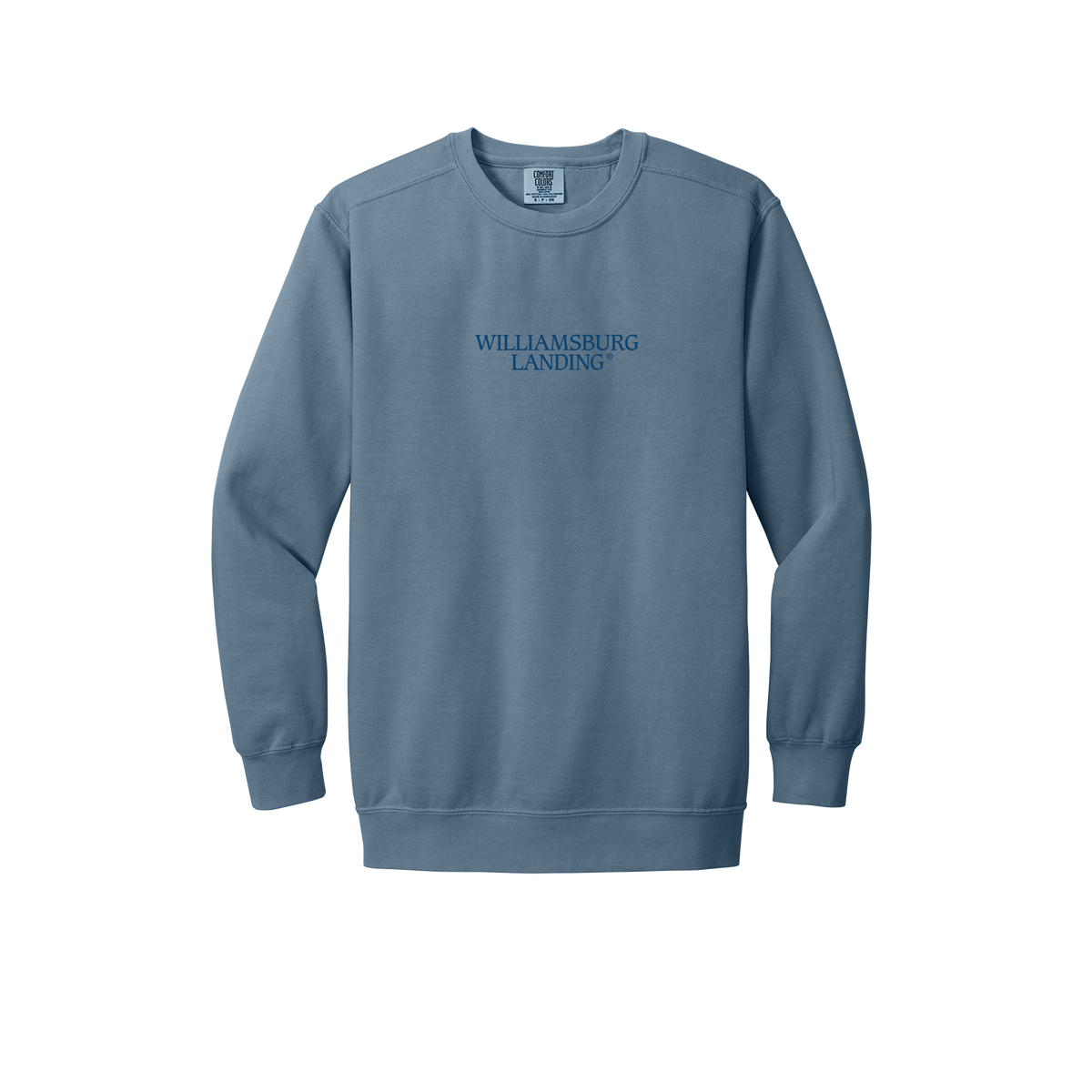 williamsburglanding-premium-comfort-crewneck-dtf-front-1566-bluejean-flat-front