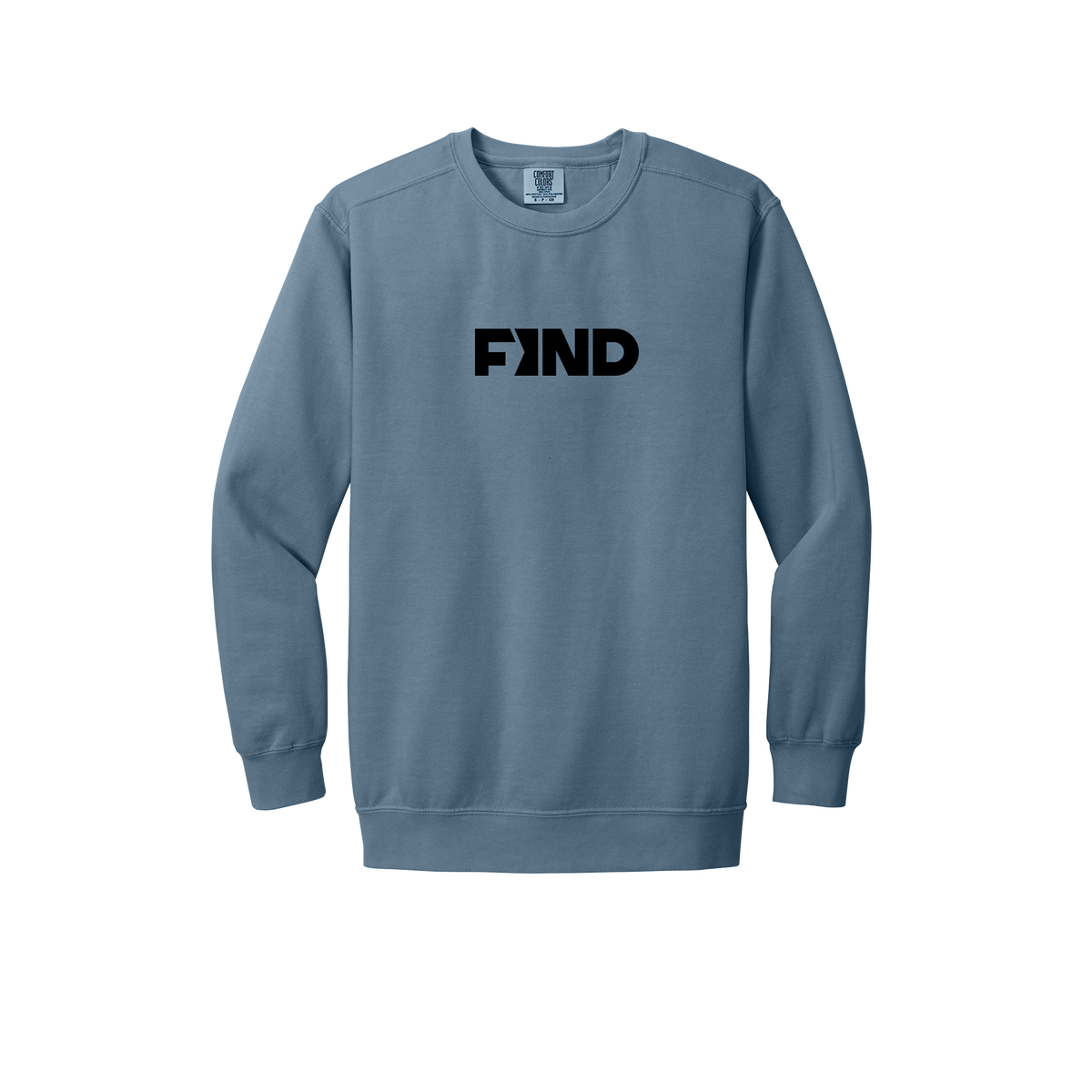 findrealestate-premium-comfort-crewneck-dtf-front-1566-bluejean-flat-front