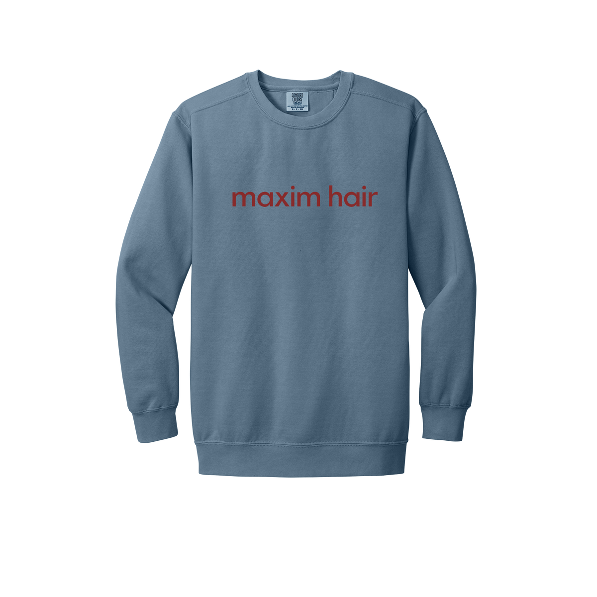 maximhairrestoration-premium-clinic-comfort-crewneck-dtf-front-1566-bluejean-flat-front