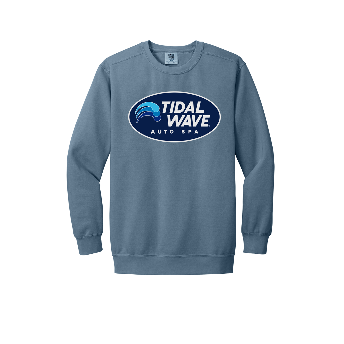 tidalwaveautospa-premium-comfort-crewneck-dtf-front-1566-bluejean-flat-front