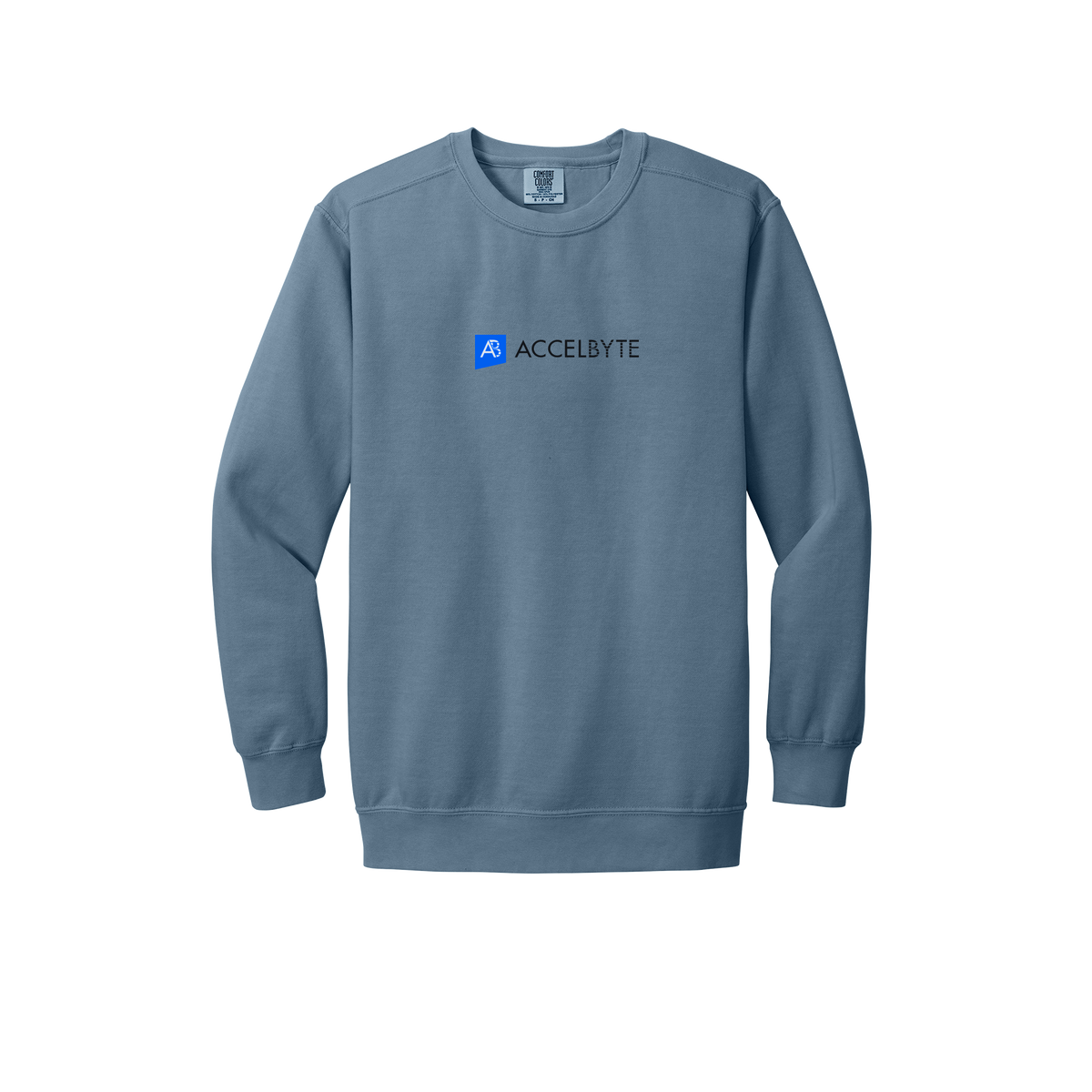 accelbyte-premium-comfort-crewneck-dtf-front-1566-bluejean-flat-front