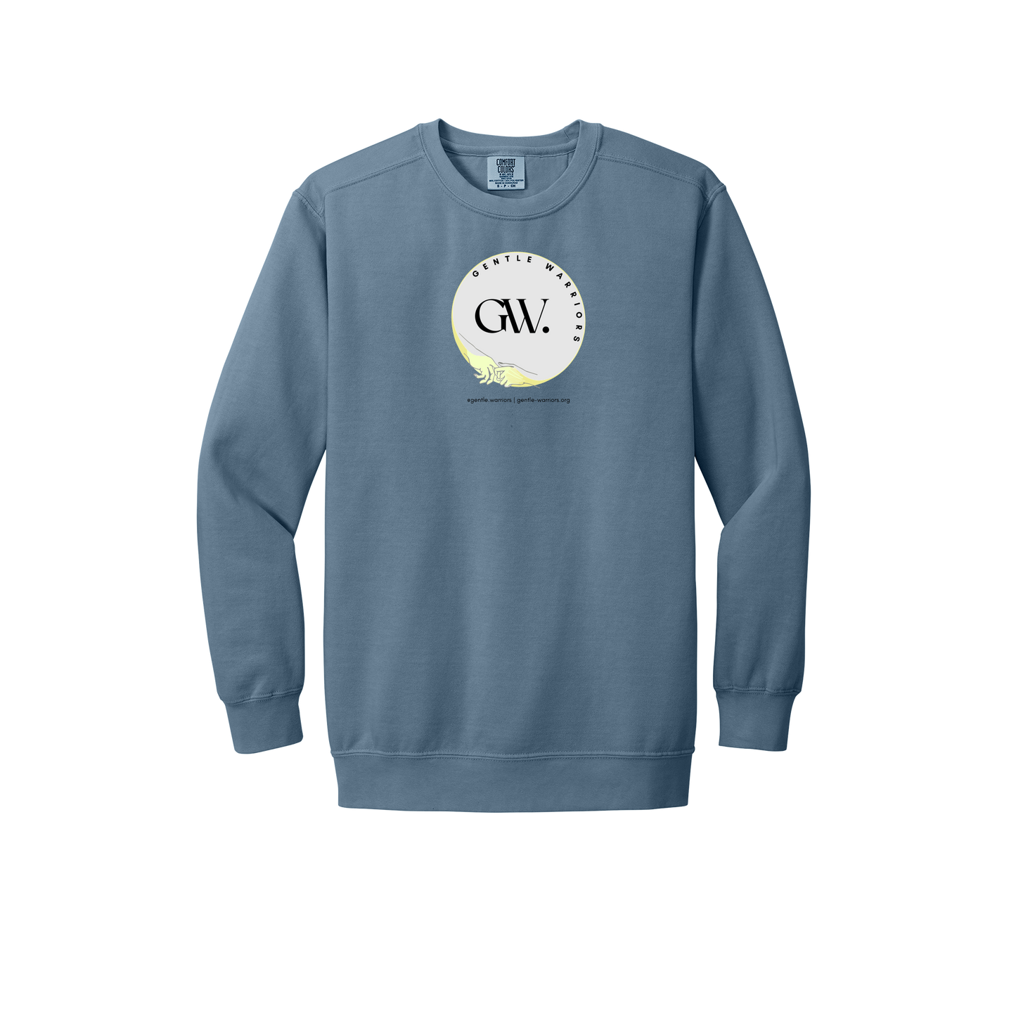 gentle-warriors-premium-comfort-crewneck-dtf-front-1566-bluejean-flat-front