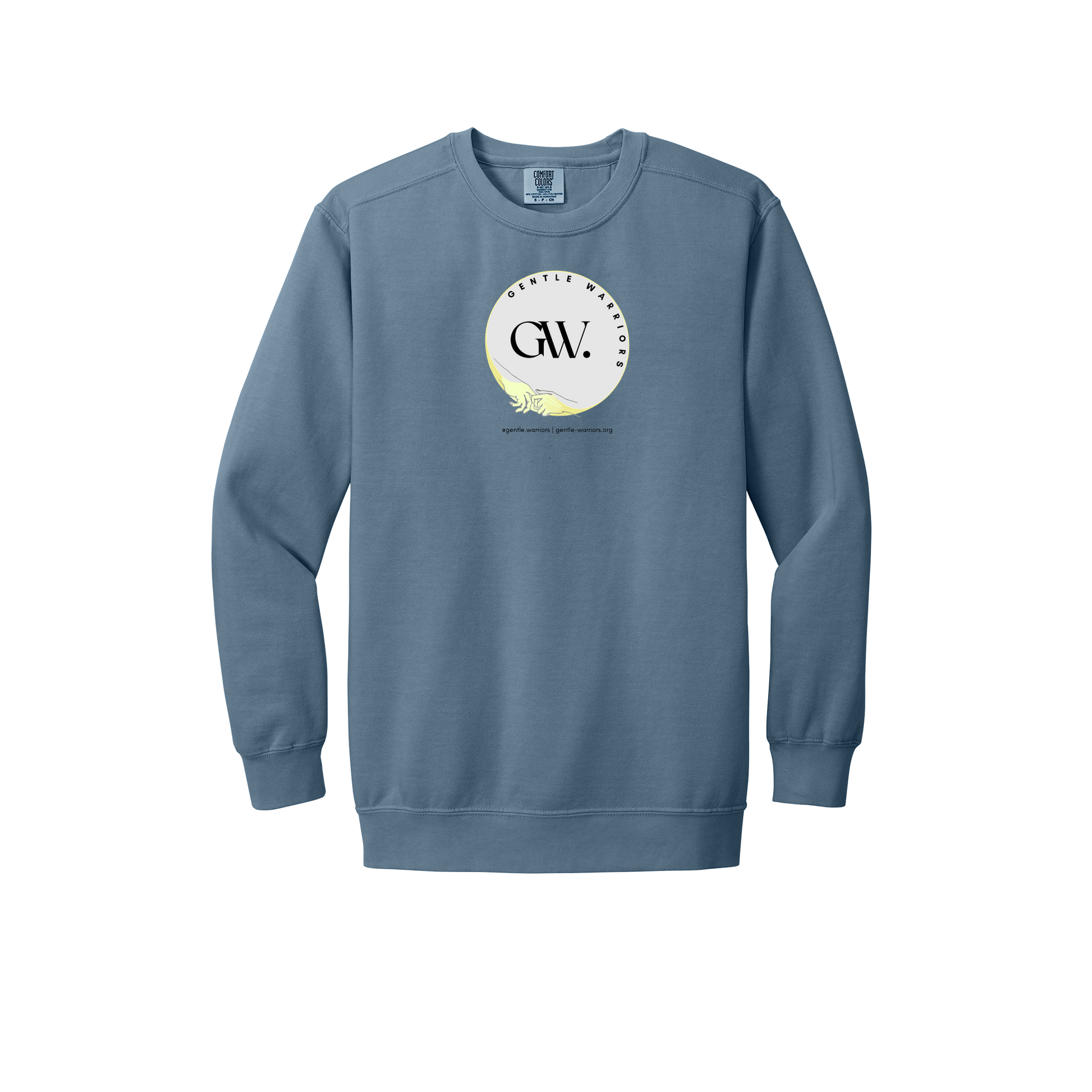 gentle-warriors-premium-comfort-crewneck-dtf-front-1566-bluejean-flat-front