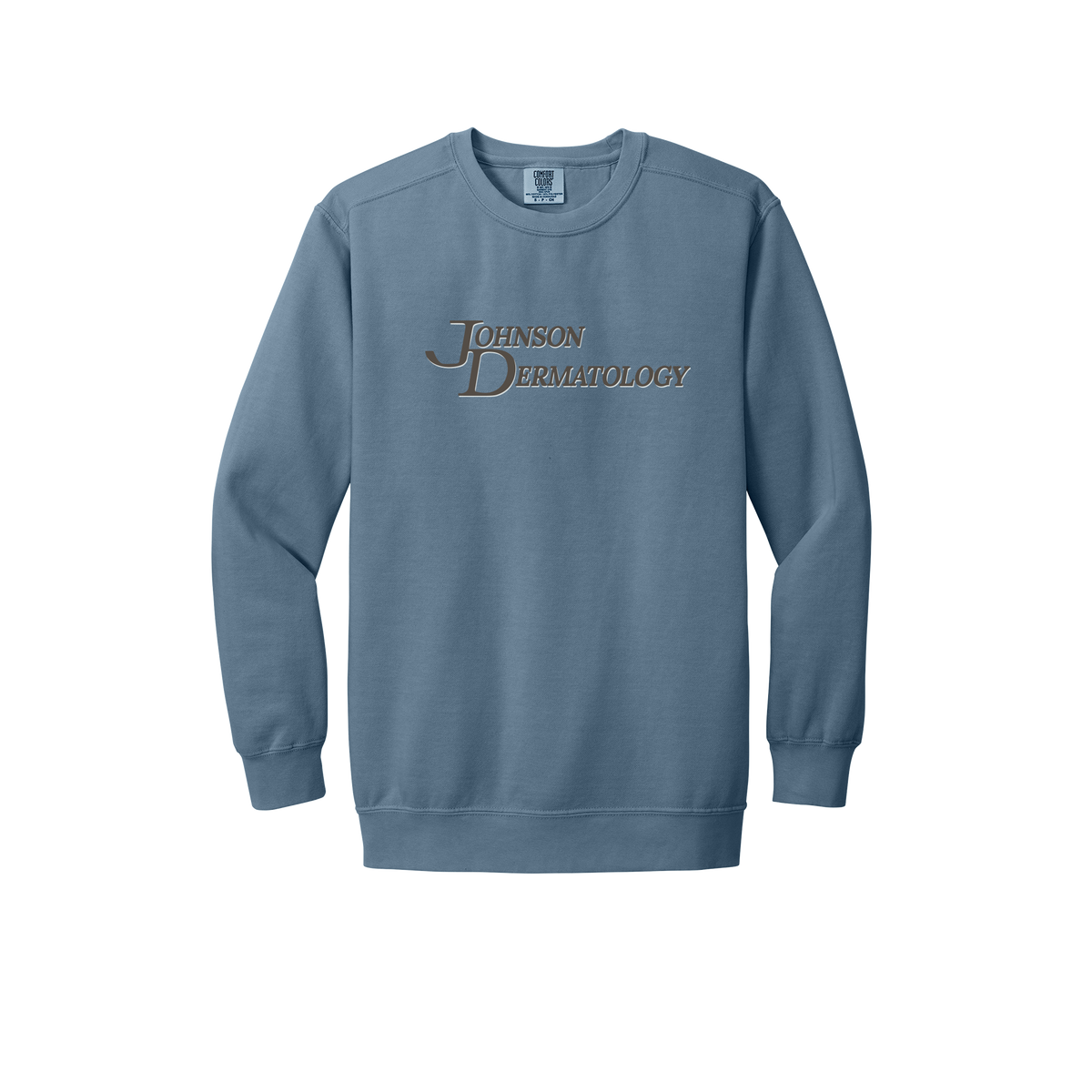 johnsondermatology-premium-clinic-comfort-crewneck-dtf-front-1566-bluejean-flat-front