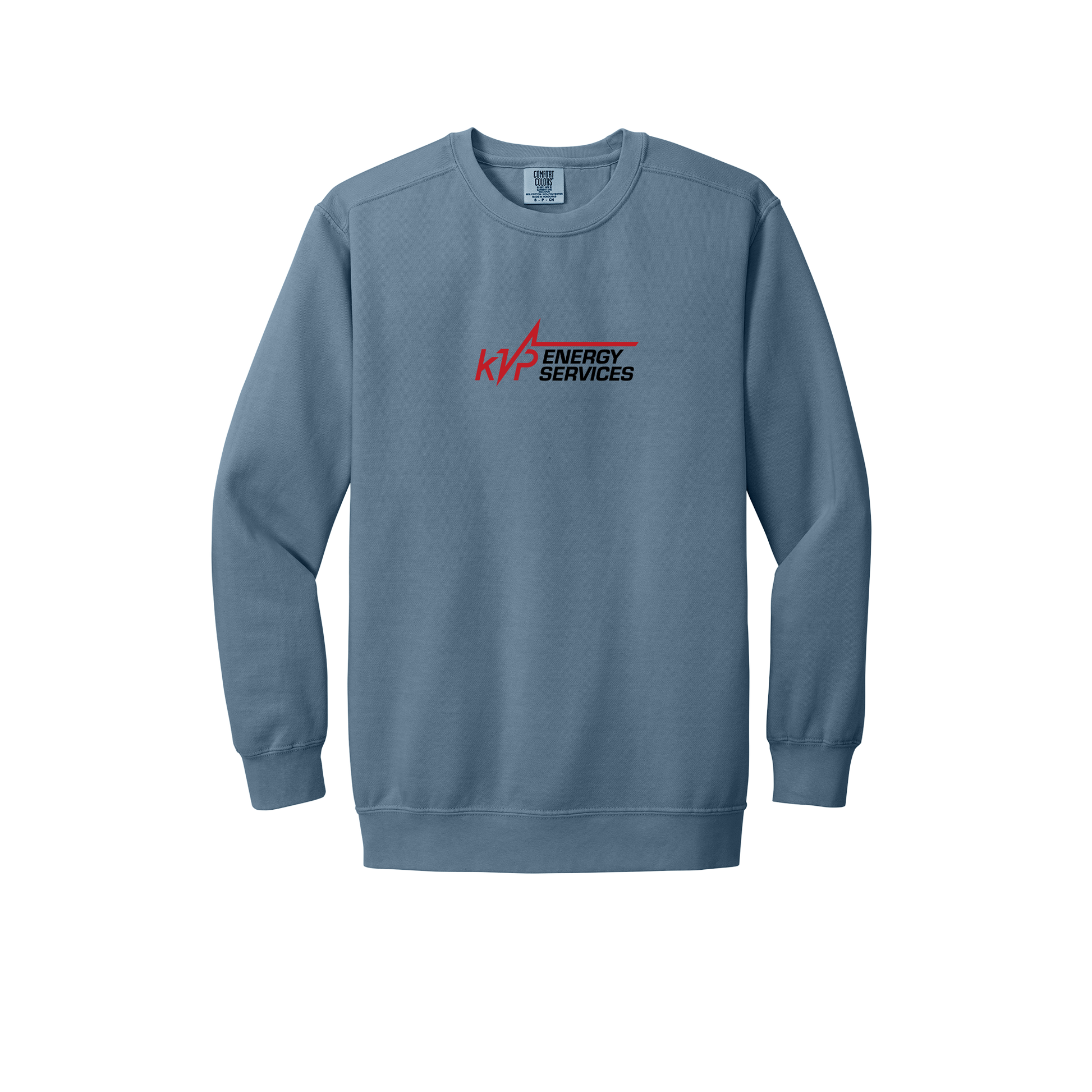 kvpenergy-premium-comfort-crewneck-dtf-front-1566-bluejean-flat-front