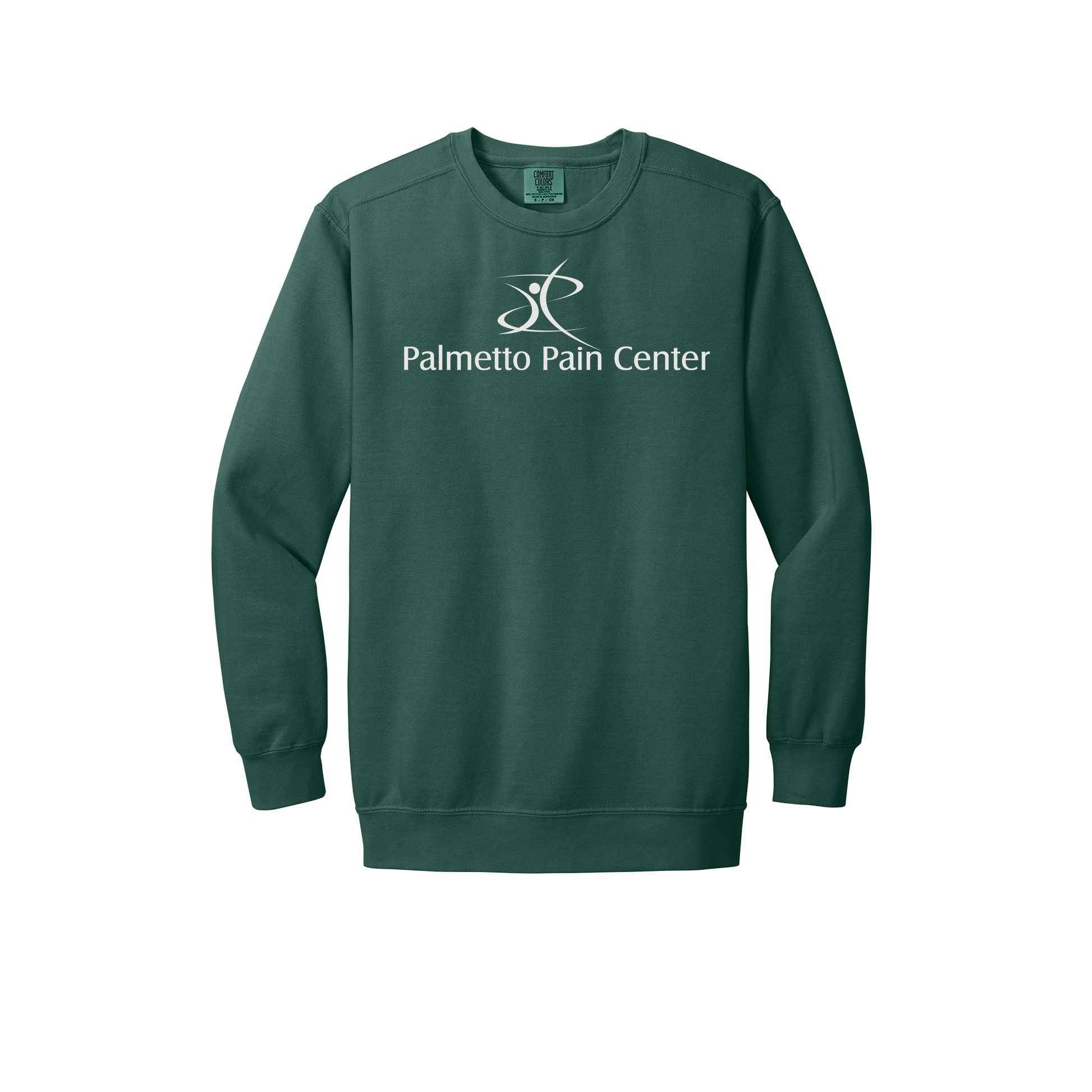 palmetto-pain-center-premium-clinic-comfort-crewneck-dtf-front-1566-bluespruce-flat-front