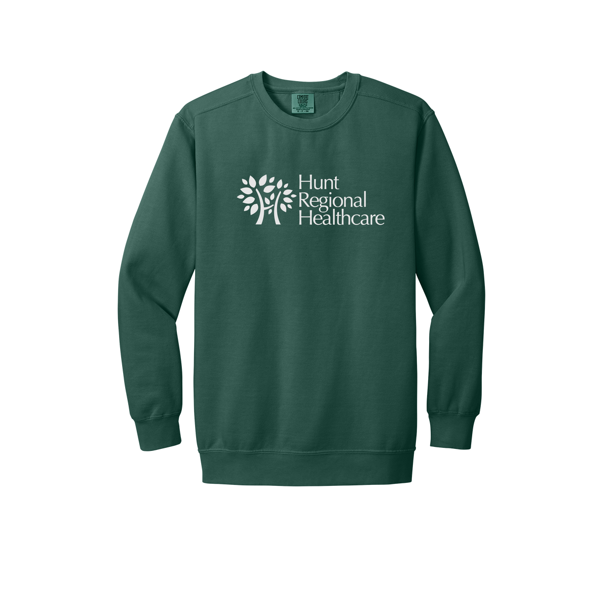 huntregional-premium-clinic-comfort-crewneck-dtf-front-1566-bluespruce-flat-front