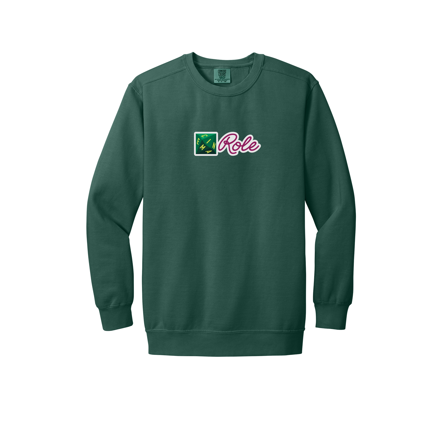 cinemarole-premium-comfort-crewneck-dtf-front-1566-bluespruce-flat-front