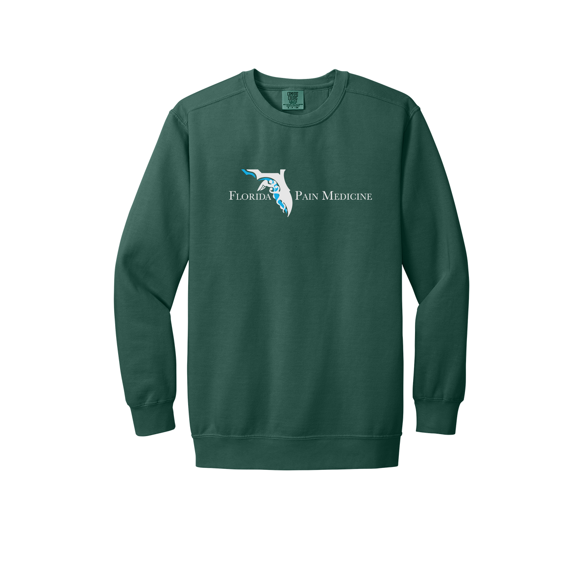 floridapainmedicine-premium-clinic-comfort-crewneck-dtf-front-1566-bluespruce-flat-front
