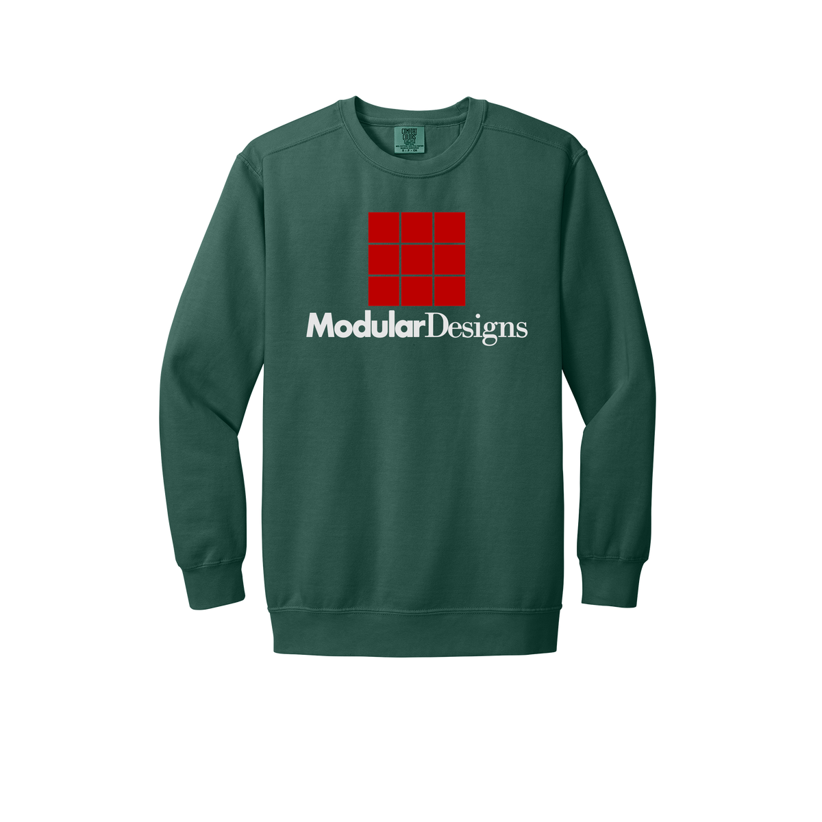 modulardesignsflooring-premium-comfort-crewneck-dtf-front-1566-bluespruce-flat-front