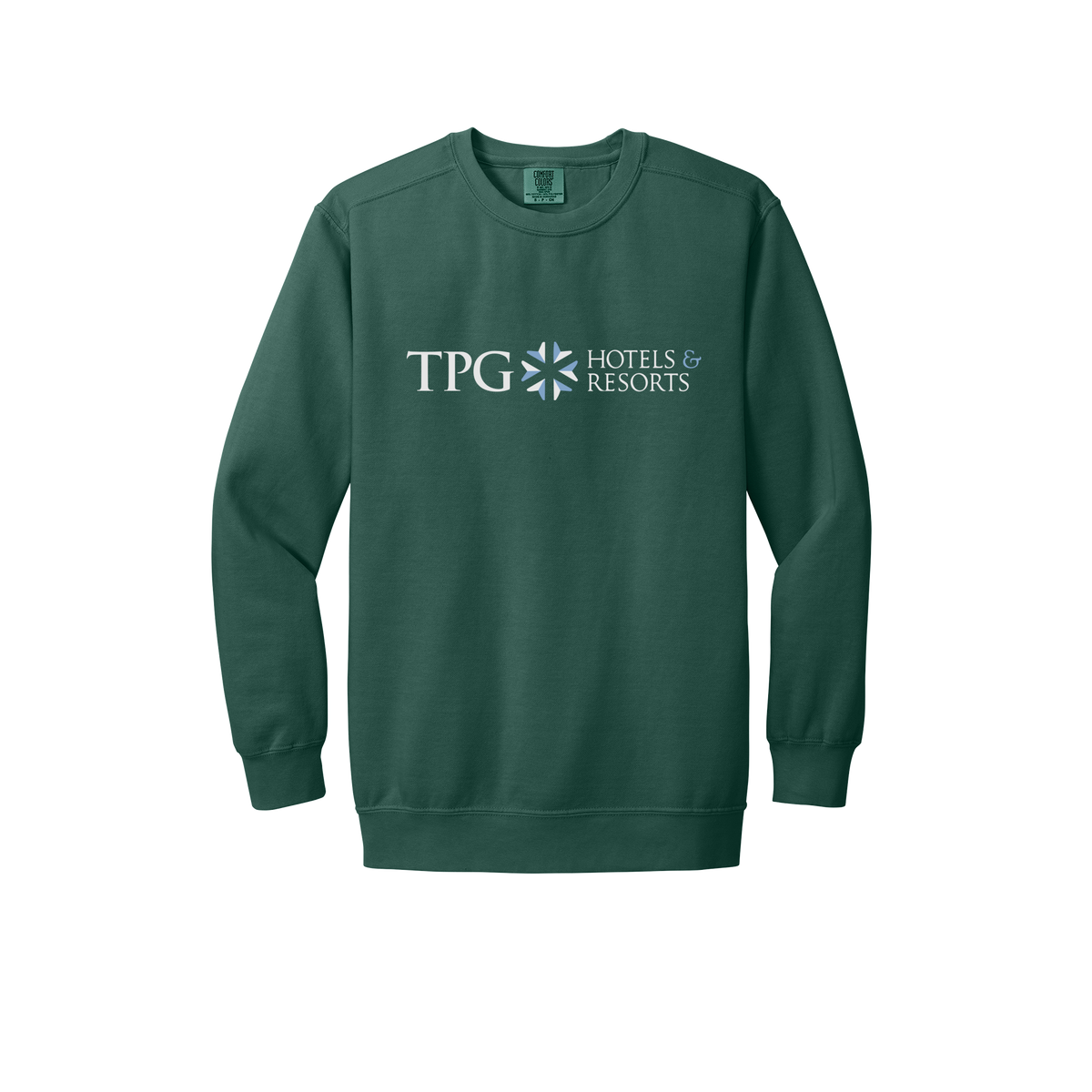 tpghotelsandresorts-premium-comfort-crewneck-dtf-front-1566-bluespruce-flat-front