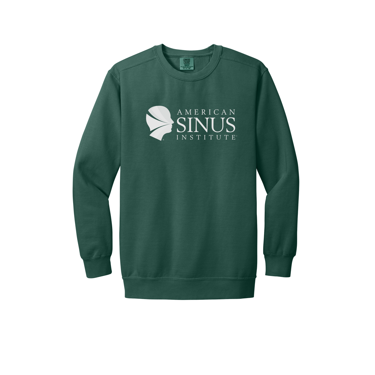 americansinus-premium-clinic-comfort-crewneck-dtf-front-1566-bluespruce-flat-front
