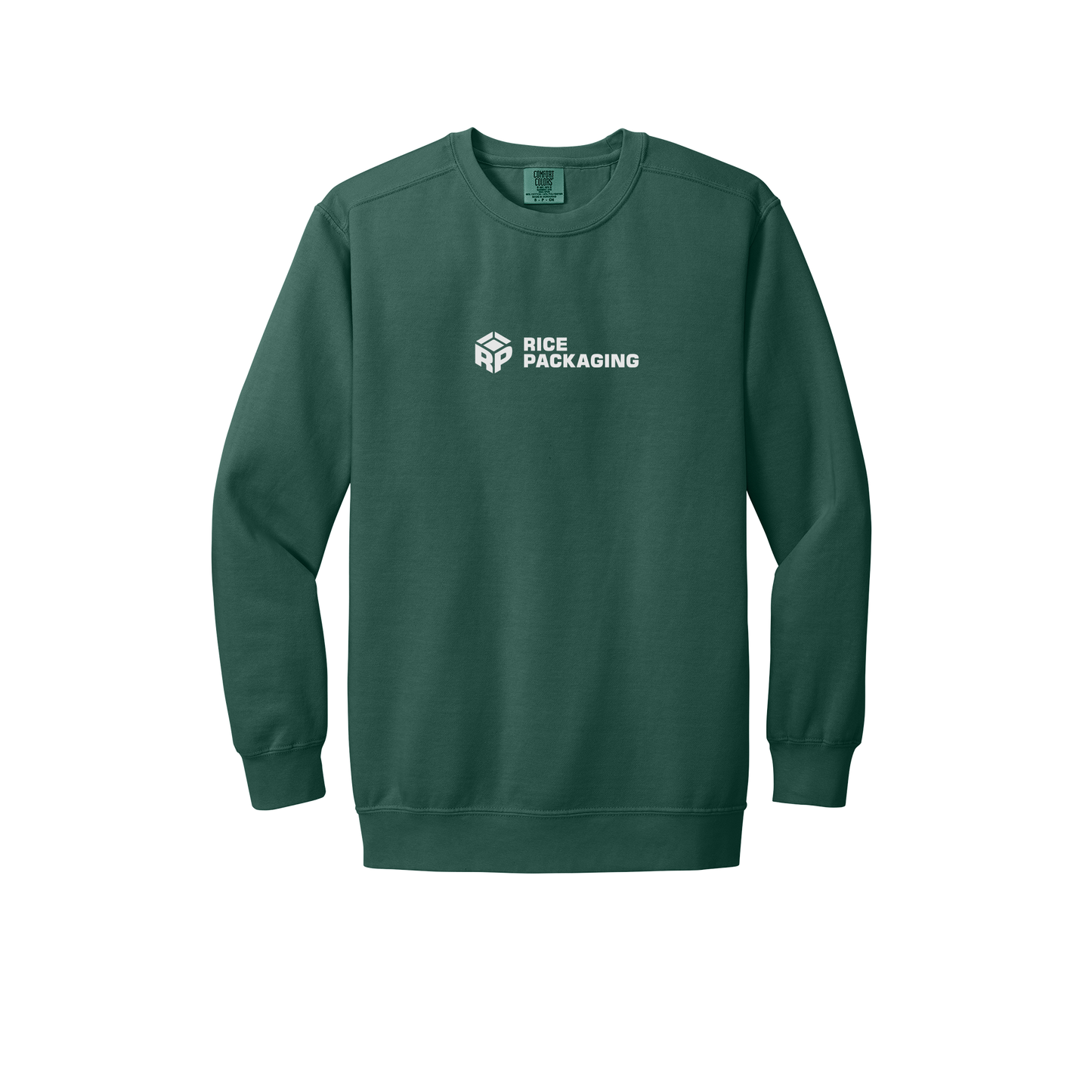 ricepackaging-premium-comfort-crewneck-dtf-front-1566-bluespruce-flat-front