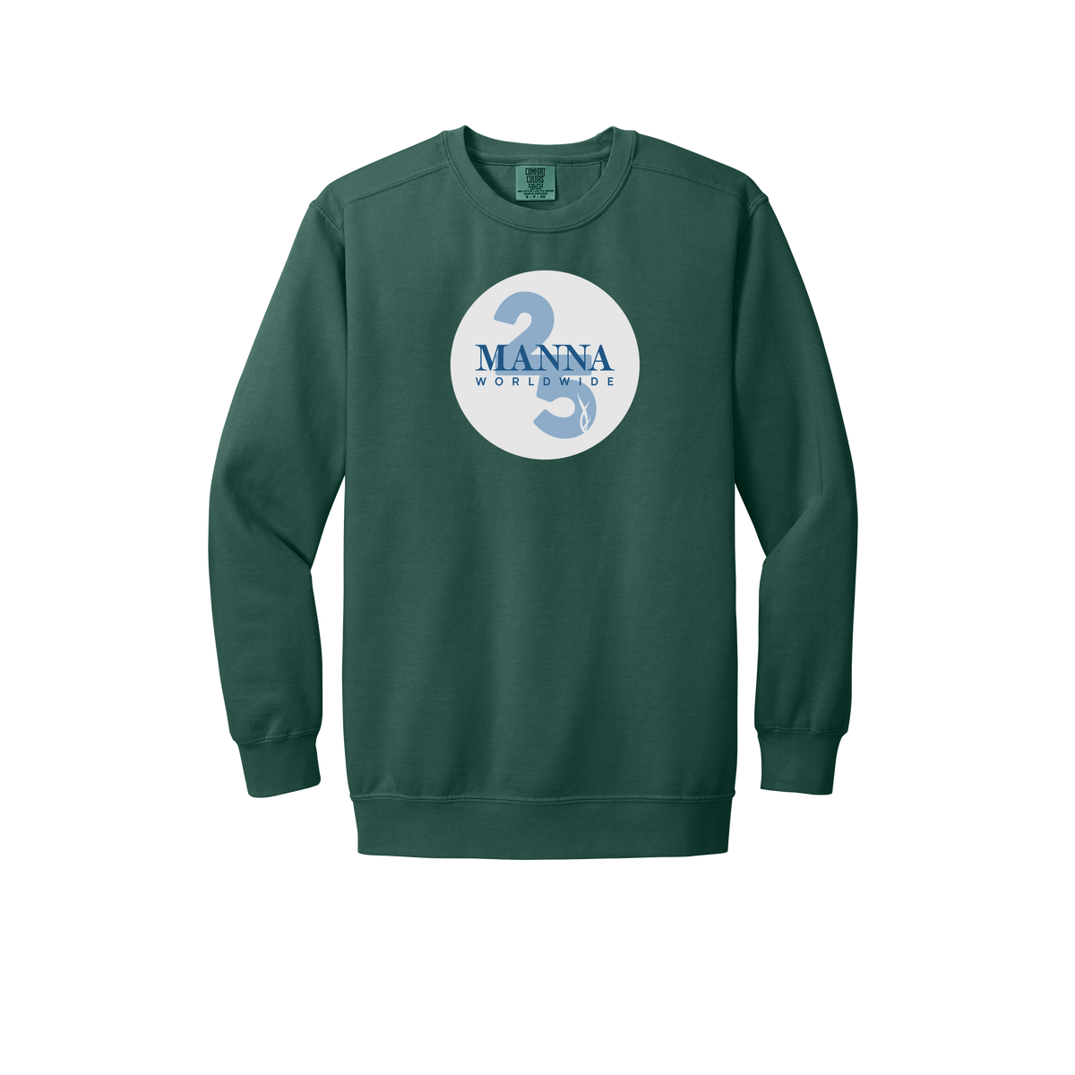mannaworldwide-premium-comfort-crewneck-dtf-front-1566-bluespruce-flat-front