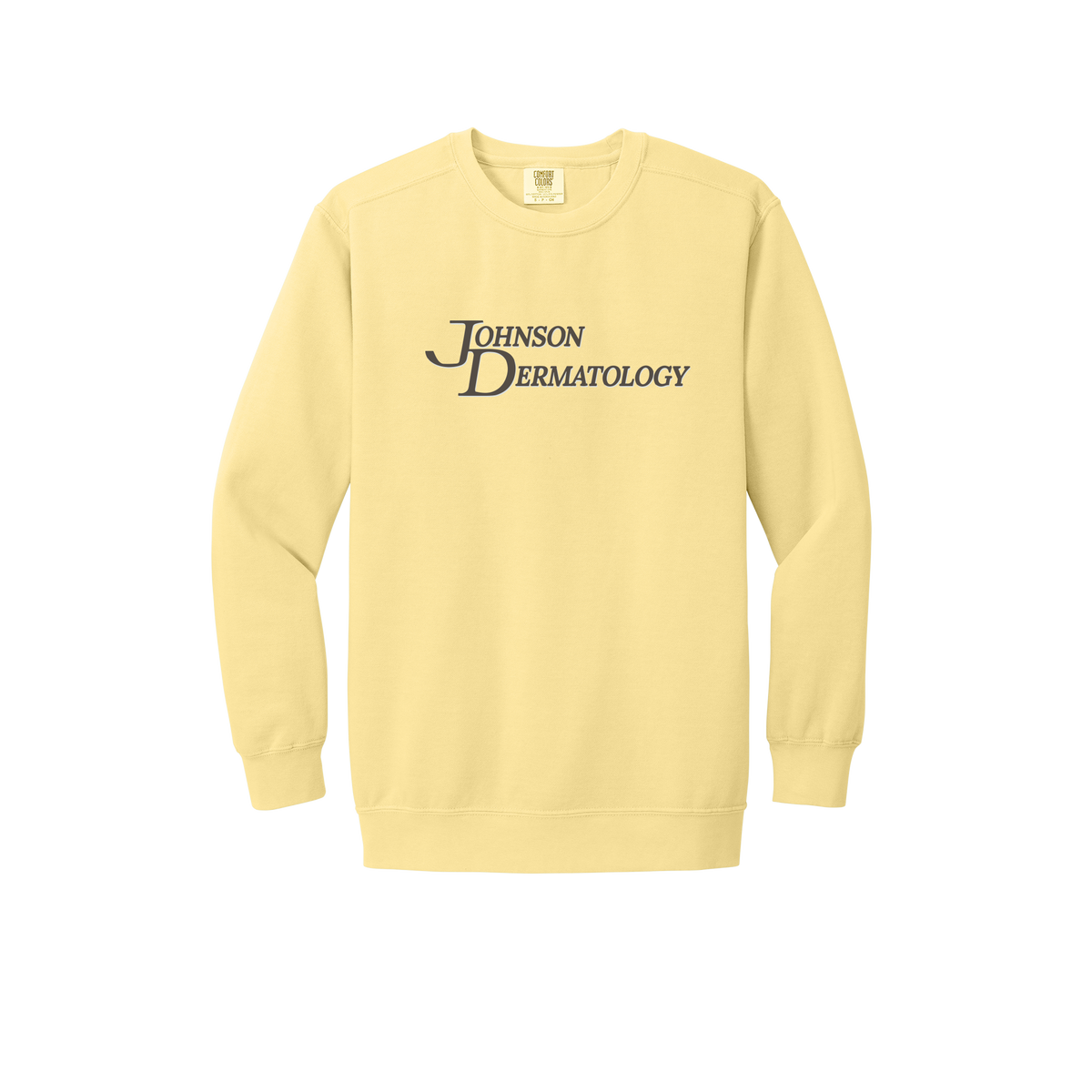 johnsondermatology-premium-clinic-comfort-crewneck-dtf-front-1566-butter-flat-front